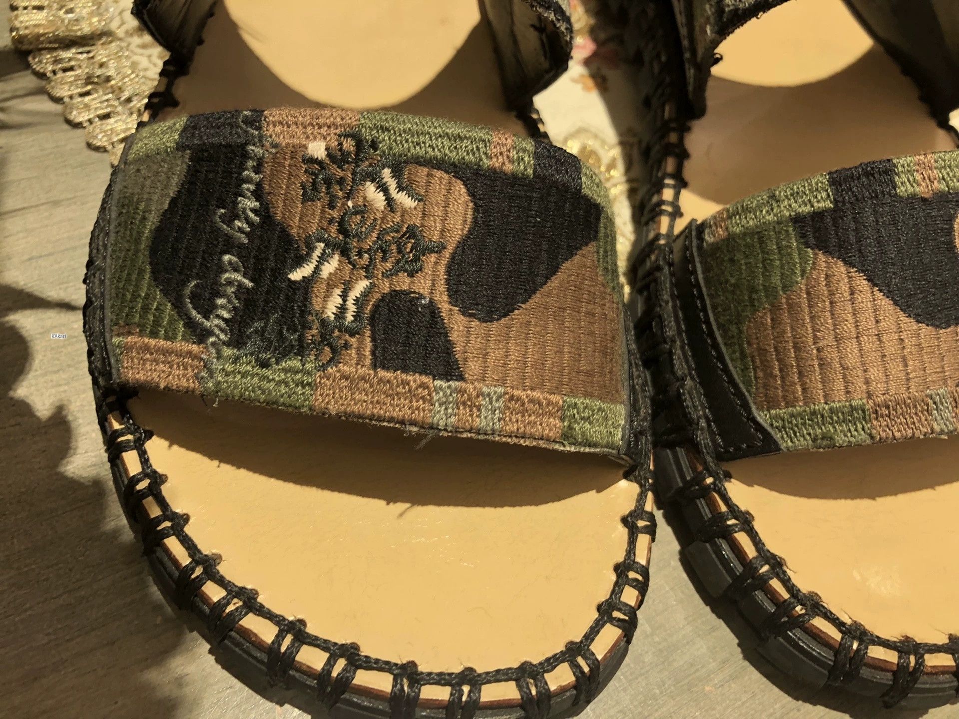 Valentino Valentino Green Camo Dragon Embroidery Sandals Size US 7 / EU 40 - 4 Thumbnail
