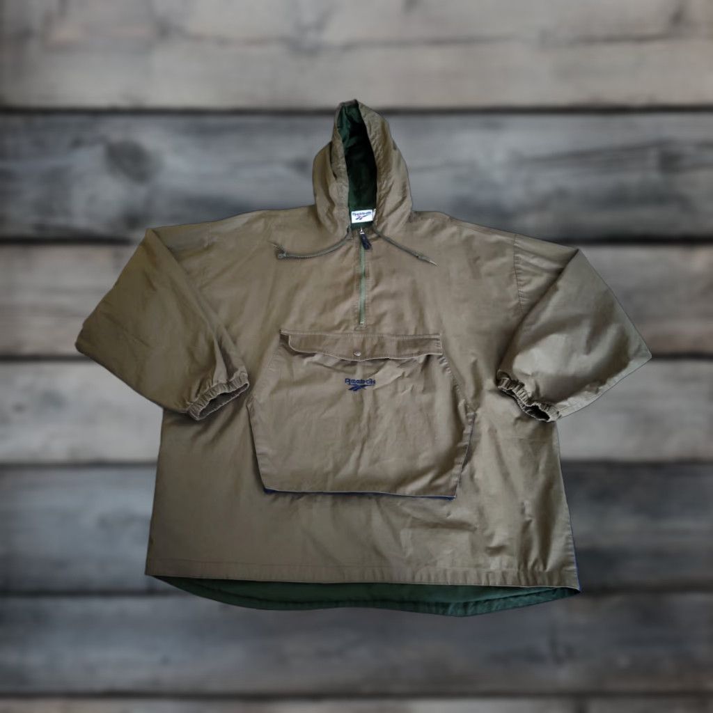 Reebok VINTAGE Reebok Hooded Pullover Jacket XL Green Men's Casual Spring Fall Winter Zip Pockets Logo Size US XL / EU 56 / 4 - 1 Thumbnail