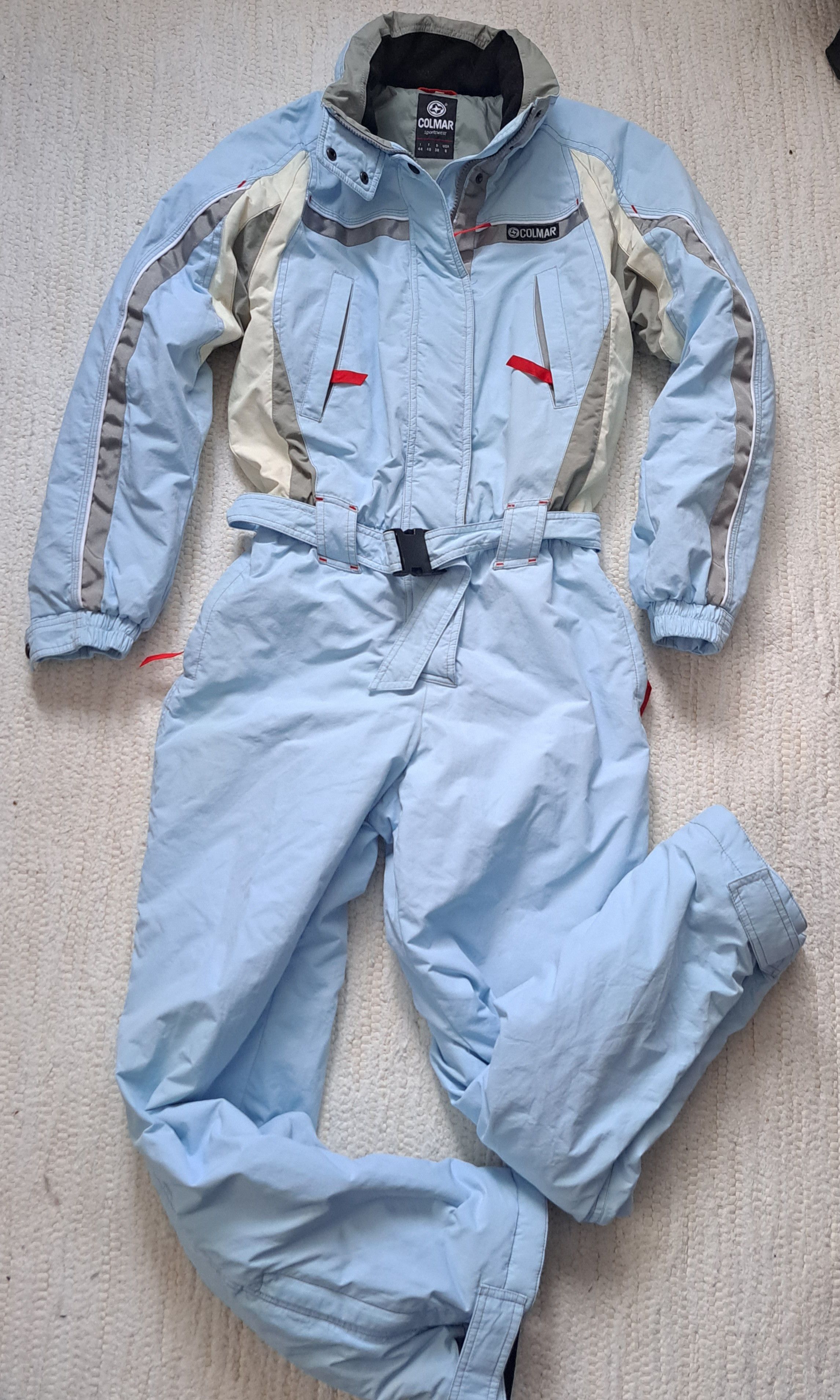 image of Colmar Snowsuit Jumpsuit Overalls Belted Winter in White Blue, Women's (Size 25)
