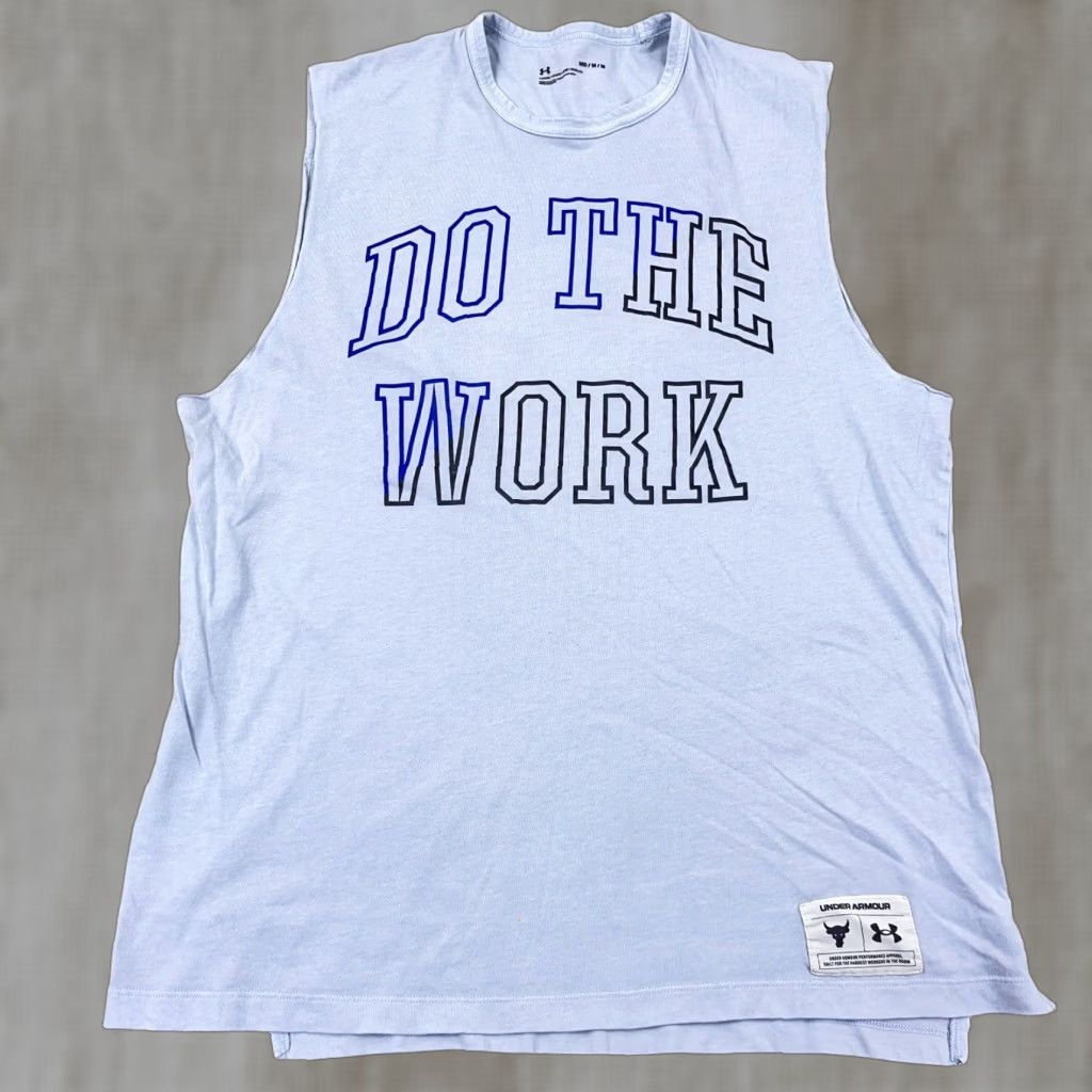 Under Armour Under Armour Project Rock Men Tank Top Tee Short Gray M Medium Sleeveless Regular Cotton Jersey Logo USA Stars T-Shirt Size US M / EU 48-50 / 2 - 1 Thumbnail