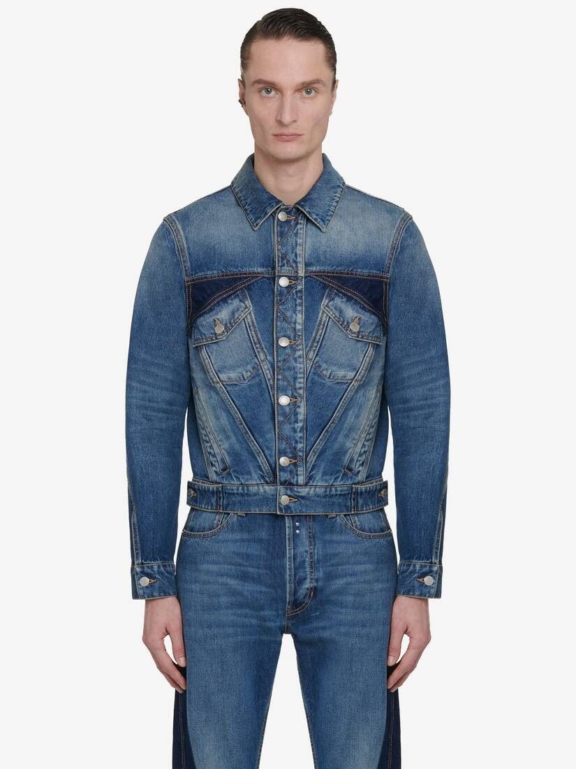 Alexander McQueen o1w1db10725 Twisted Seam Denim Jacket in Washed Blue Size US M / EU 48-50 / 2 - 1 Thumbnail