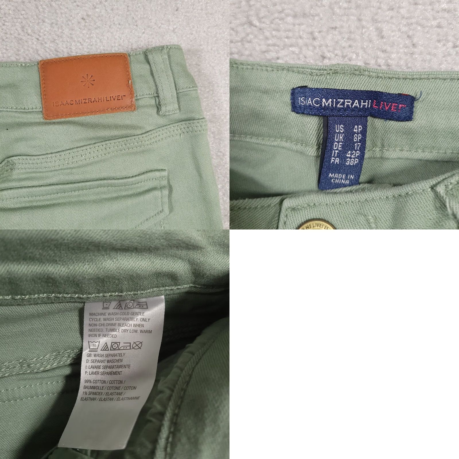 Vintage VINTAGE Isaac Mizrahi Live! Denim Pull On Ankle Pants Women's 4P Petite Green Mid-Rise 25 in Inseam Pockets Slim Straight Casual Size 28" / US 6 / IT 42 - 9 Thumbnail