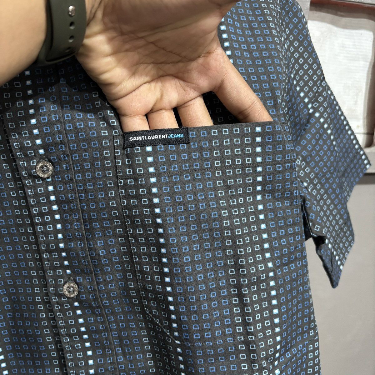 Yves Saint Laurent Saint Laurent Jeans YSL vtg mens Blue Plaid Short Sleeve Size US S / EU 44-46 / 1 - 3 Thumbnail