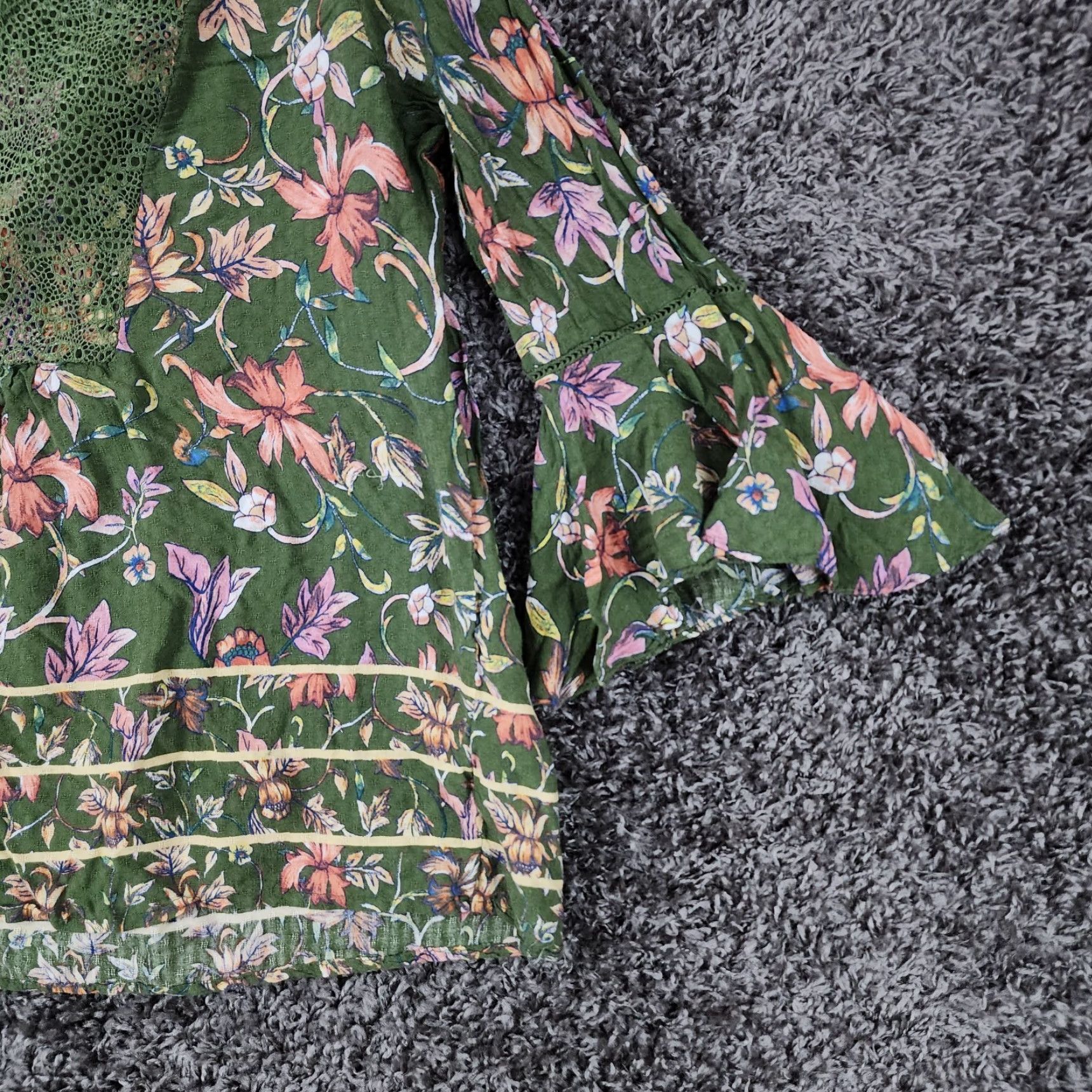 Vintage VINTAGE Vintage America Green Floral Blouse Adult Large Womens Size L / US 10 / IT 46 - 2 Thumbnail