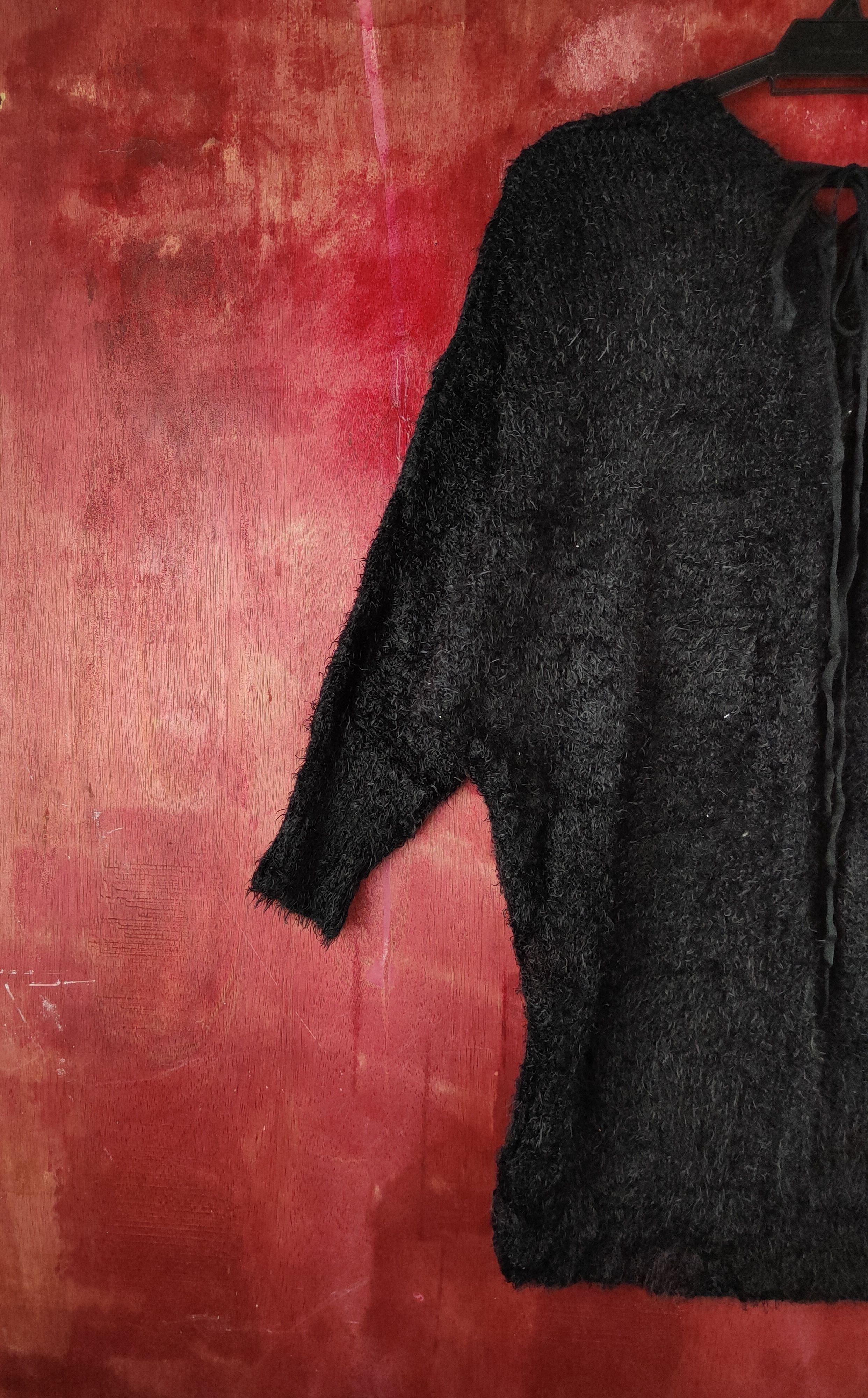 Homespun Knitwear Dialle&Laisenn Black Shag Shaggy Fur Mohair Knitwear #S2193 Size L / US 10 / IT 46 - 10 Thumbnail