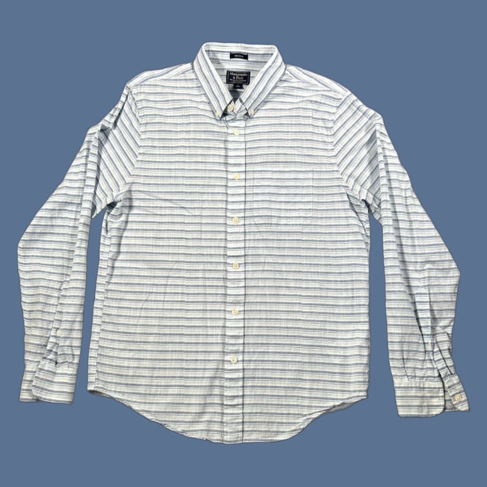 Abercrombie & Fitch Abercrombie & Fitch Shirt Mens Large Button-Down Blue Striped Long Sleeve Size US L / EU 52-54 / 3 - 1 Thumbnail