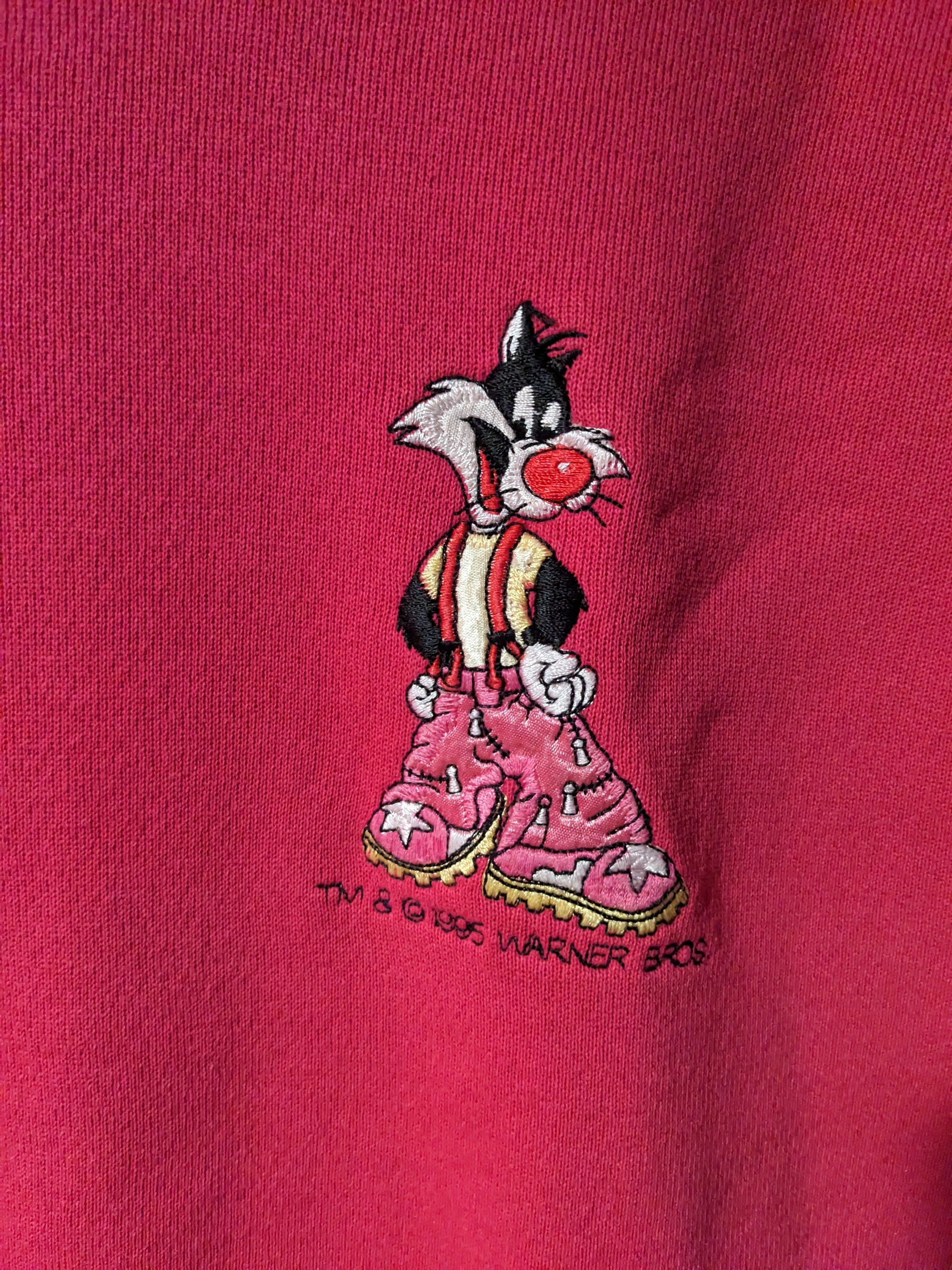 Cartoon Network × Vintage Vintage 1995 Sylvester Looney Tunes Pink Large Sweatshirt Size US L / EU 52-54 / 3 - 2 Thumbnail