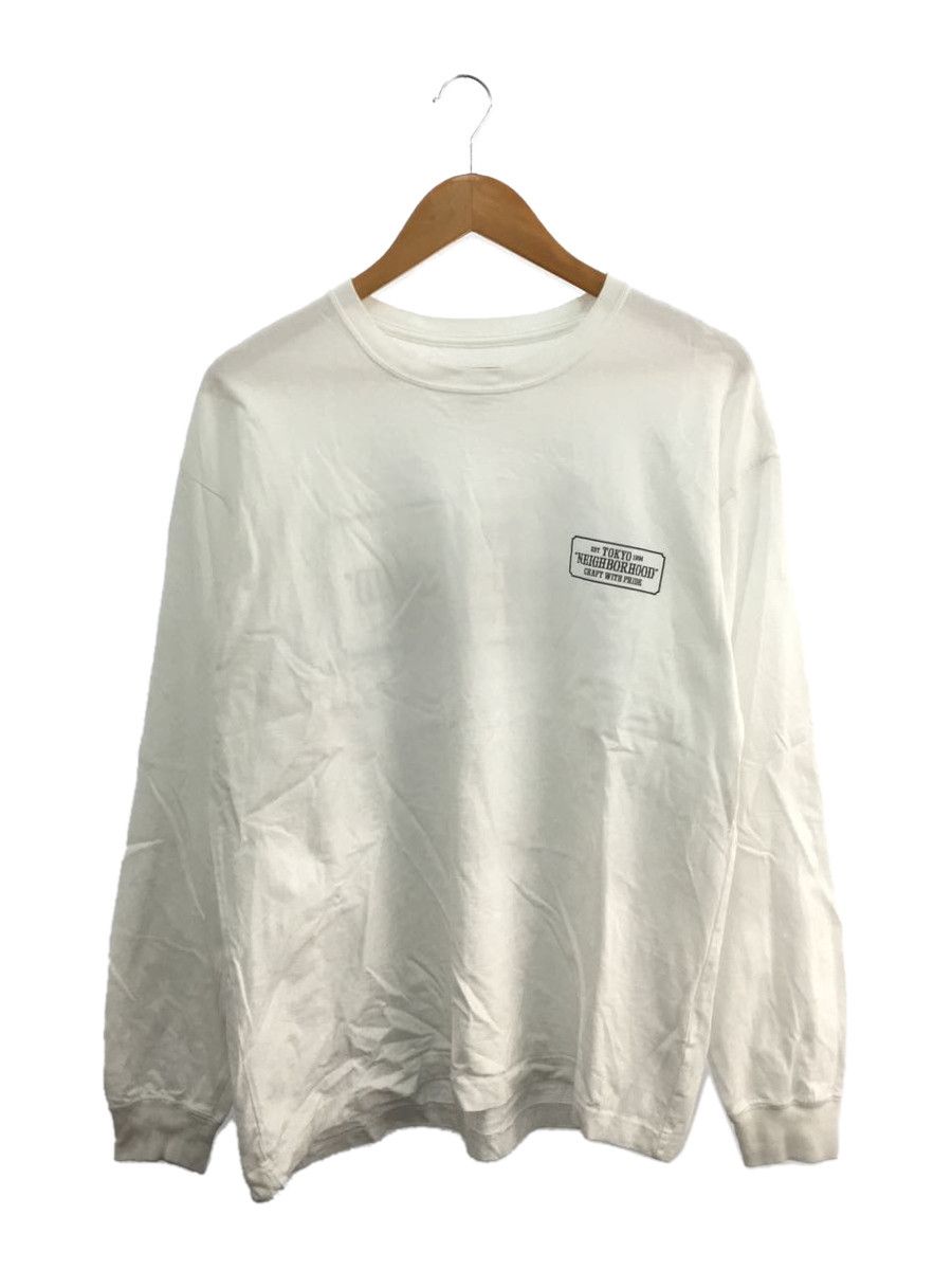 TShirt Long sleeve Cotton Logo Print Crewneck Pullover White