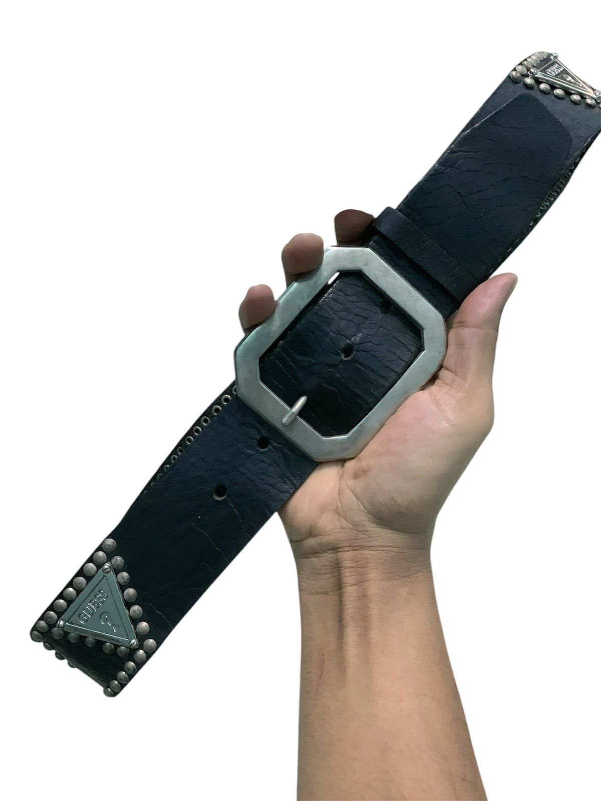 Guess × Leather 💥Vtg Guess Studs Leather Belt Size ONE SIZE - 3 Thumbnail