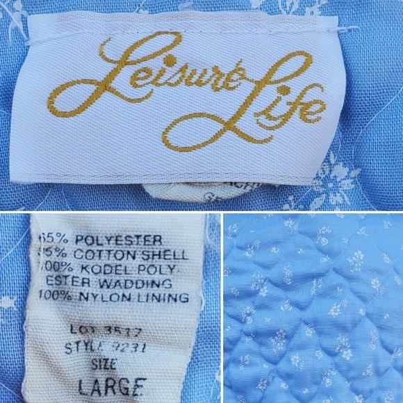 Vintage Vintage 70s Blue Floral Quilted Ruffle Trim Cottagecore Hous Size ONE SIZE - 4 Thumbnail