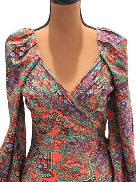 Veronica Beard Veronica Beard Bellino Paisley Long Sleeve Silk Blend Dress Size XS / US 0-2 / IT 36-38 - 3 Thumbnail