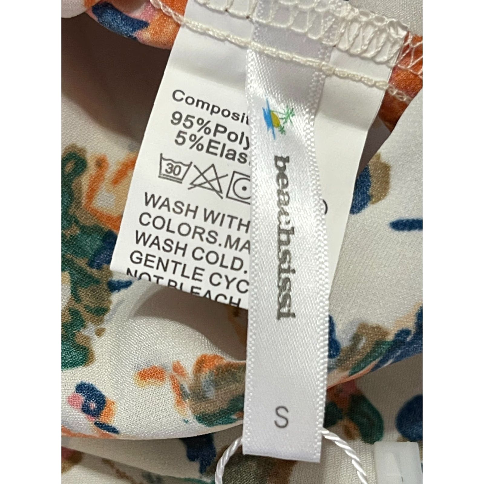 Vintage Beachsissi Dress Women's Small White Orange Blue Floral Sleeveless NWT Size S / US 4 / IT 40 - 4 Thumbnail