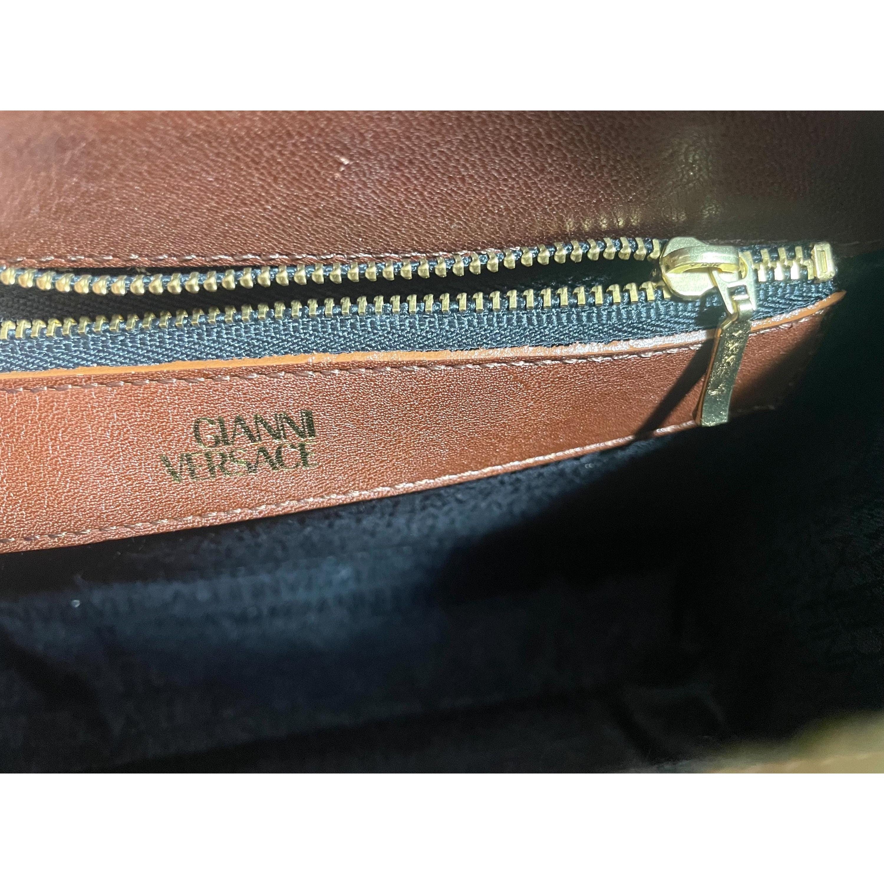Versace Vintage Gianni Versace brown leather wristlet, purse clutch, Size ONE SIZE - 9 Thumbnail