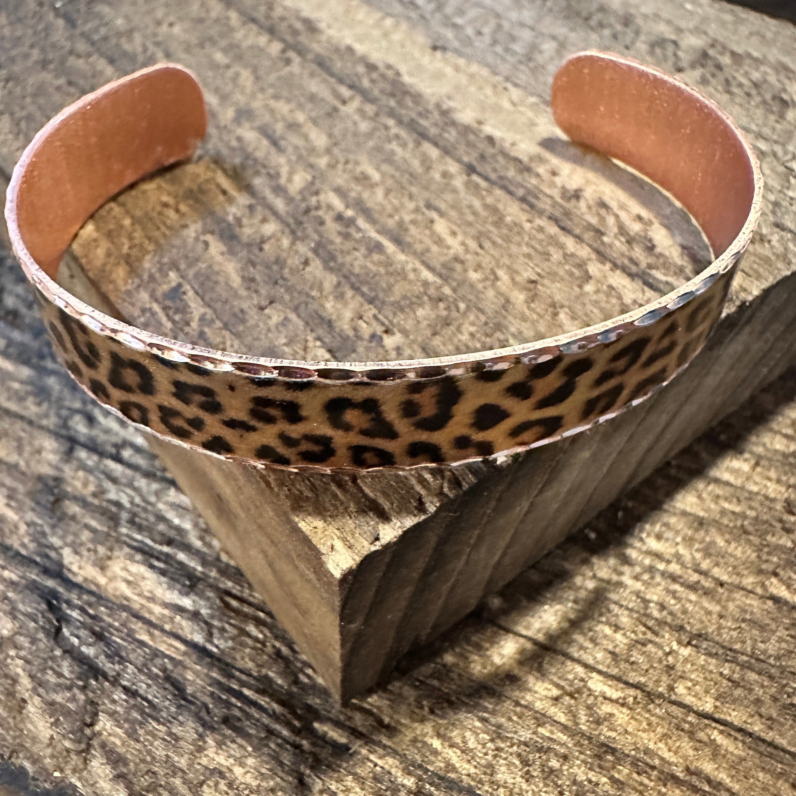 Other Handmade Boho Copper Narrow Cuff Bracelet, Diamond Cut Leopa Size ONE SIZE - 9 Thumbnail