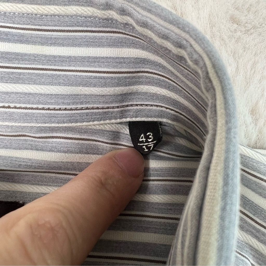 Canali Canali Classic Gray Pinstripe Dress Shirt Mens Size 43 / 17 Size 48L - 3 Thumbnail