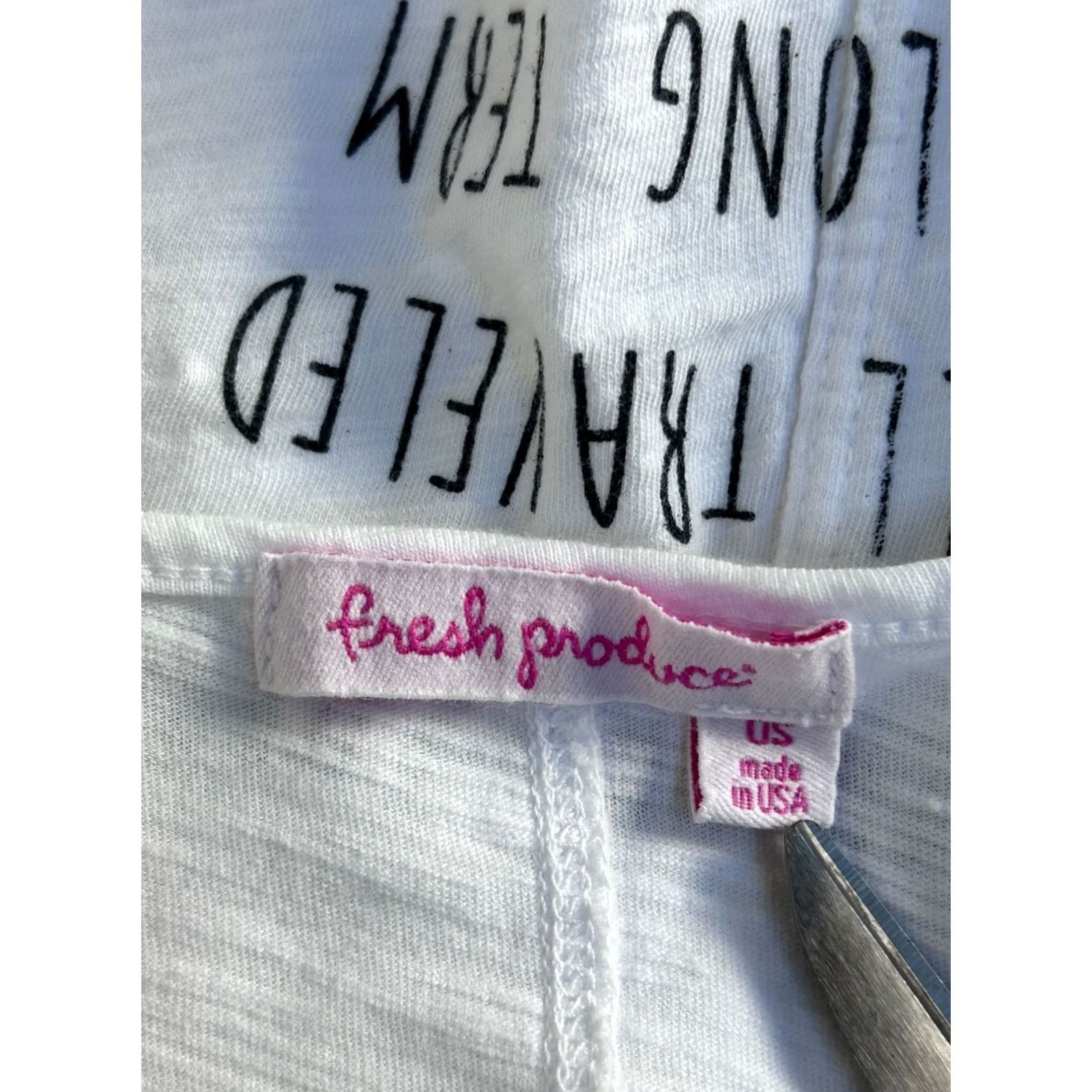 Vintage Fresh Produce Women’s White Graphic Tee “Advice From A Sea Turtle” 3/4 Sleeve T-Shirt One Size White Size ONE SIZE - 4 Thumbnail