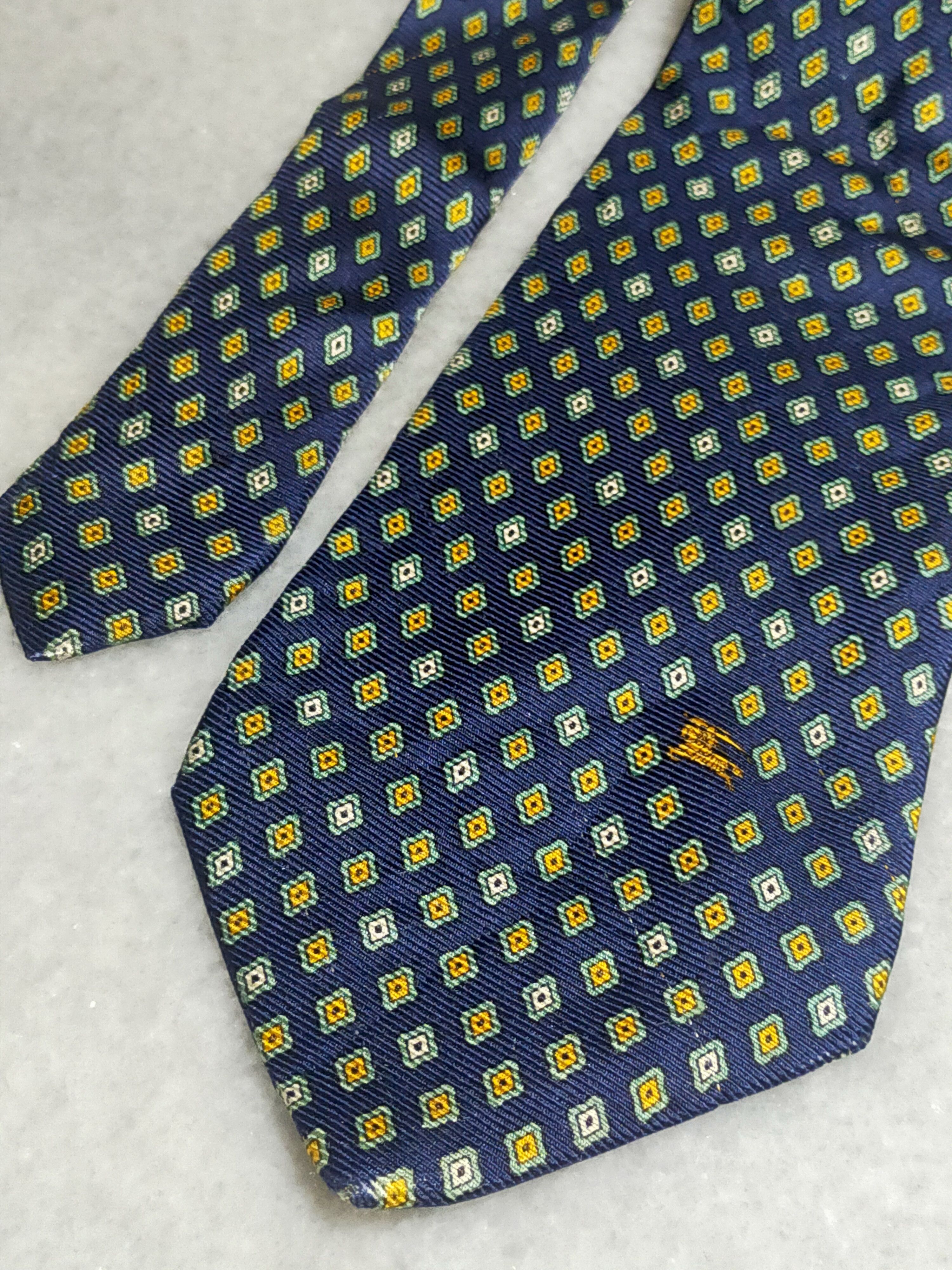Burberry × Vintage BURBERRYS VINTAGE YELLOW DIAMOND PATTERN SILK TIE Size ONE SIZE - 2 Thumbnail