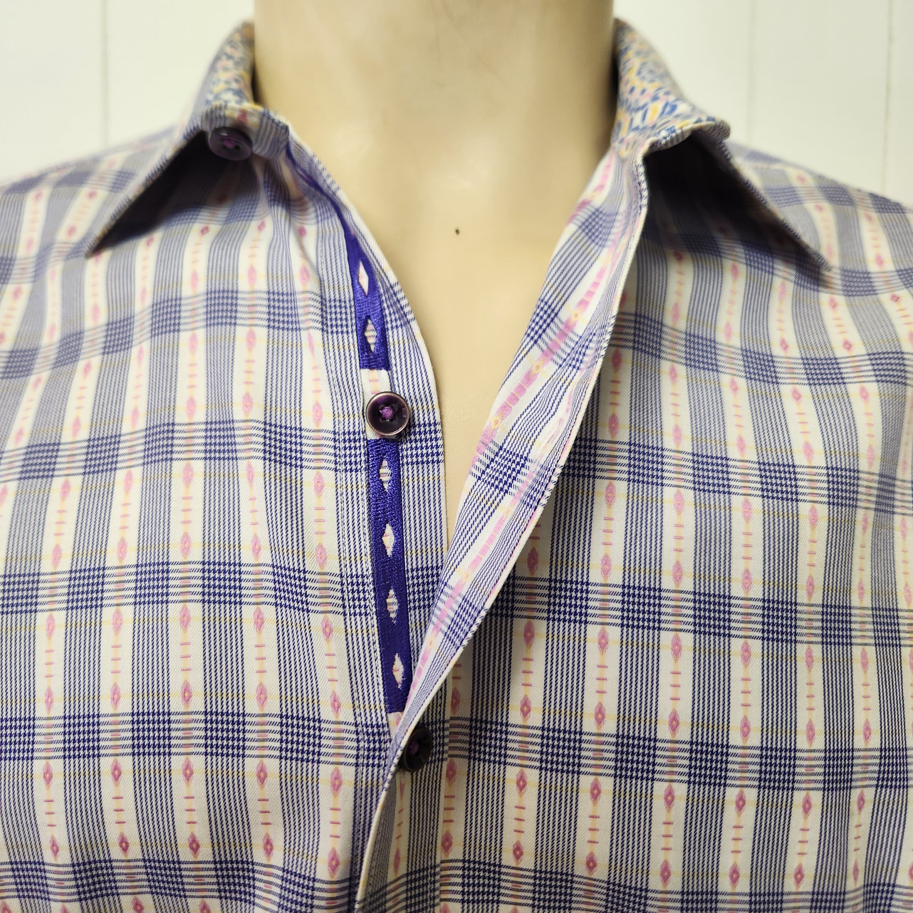 Robert Graham Robert Graham shirt L men's purple plaid cotton Size US L / EU 52-54 / 3 - 4 Thumbnail
