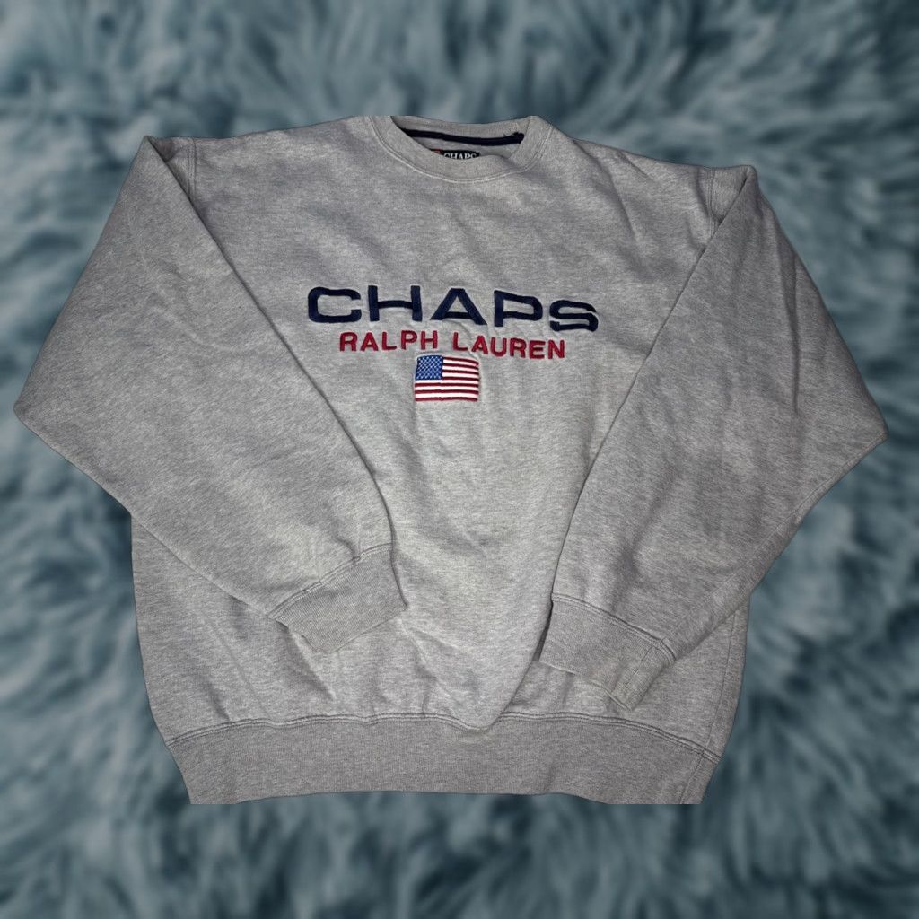Chaps VINTAGE Chaps Ralph Lauren Crewneck Sweatshirt M Heather Gray Embroidered Mens Size US M / EU 48-50 / 2 - 1 Thumbnail