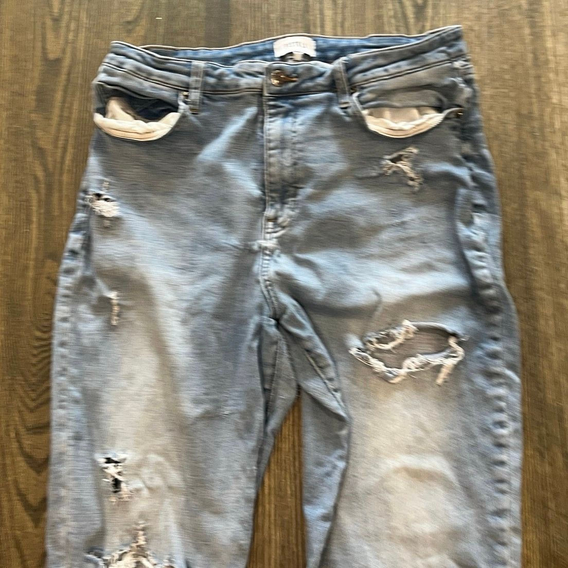 Pistola Pistola High Rise Slim Straight Jeans Distressed Blue 33 Size 33" - 3 Thumbnail