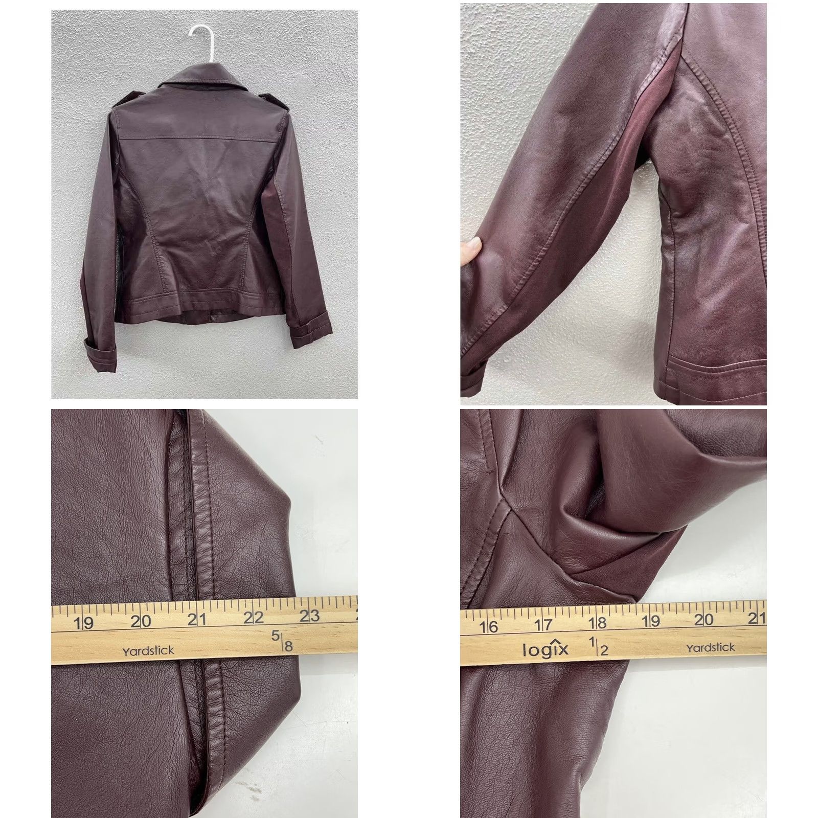 Vintage Womens New York & Company Jacket Small Purple Faux Leather Asymmetrical Zip Up Jacket Size S / US 4 / IT 40 - 8 Thumbnail