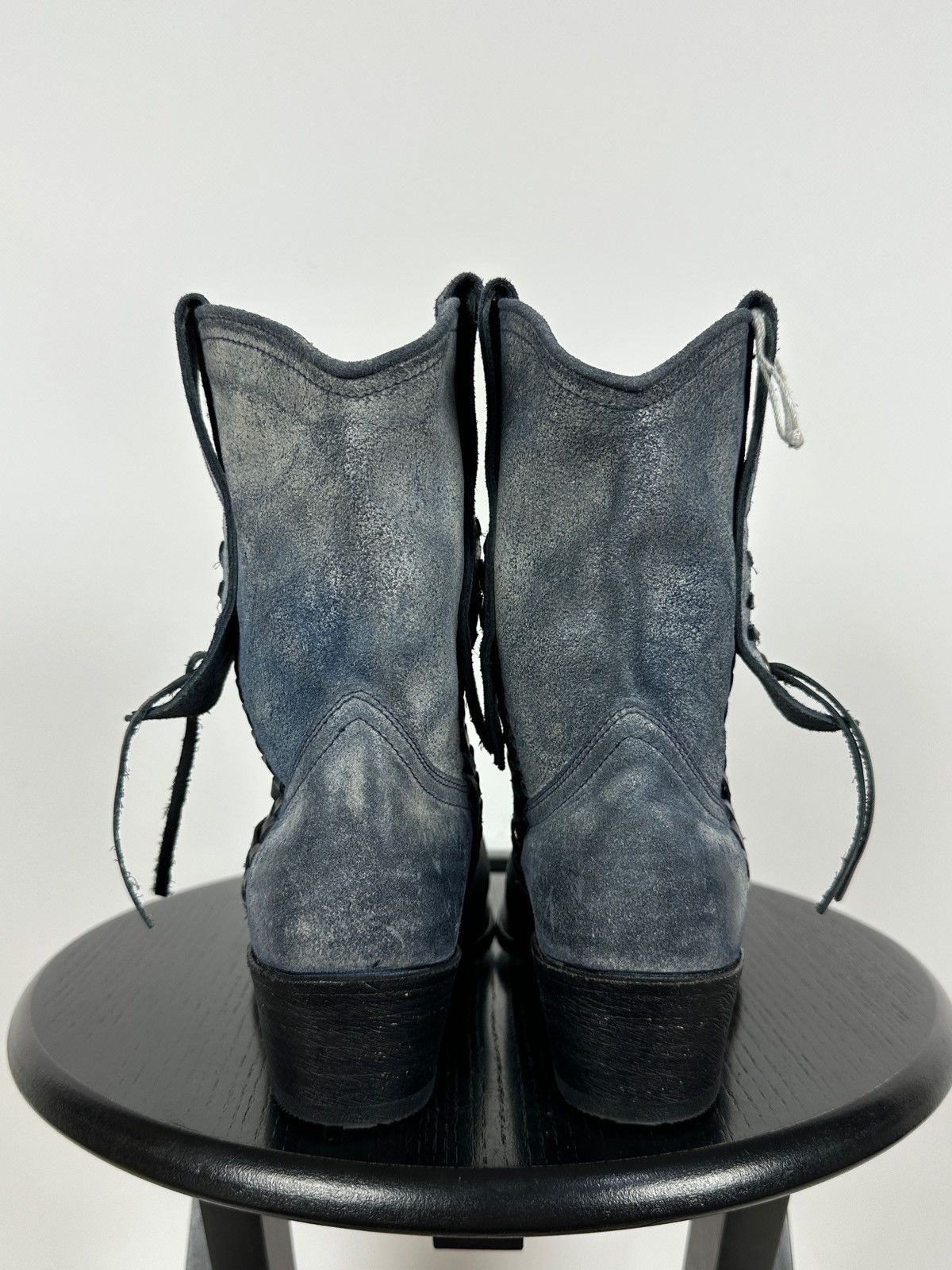 Sendra Sendra Dr.Adams Blue Leather Cowboy Biker Ankle Boots Size US 6 / IT 36 - 12 Thumbnail