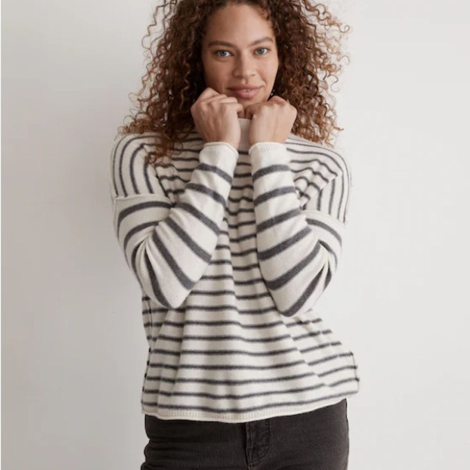 Madewell Madewell Stripe-Play Mockneck Wool Blend Sweater Women Small Size S / US 4 / IT 40 - 1 Thumbnail