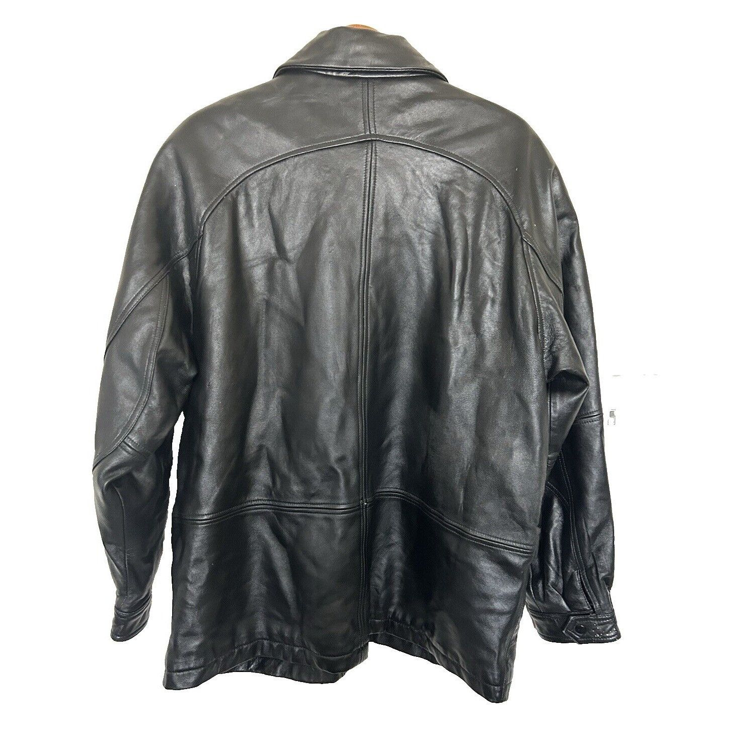 Express Express SIZE 54 Men's black genuine leather winter coat clas Size US L / EU 52-54 / 3 - 2 Thumbnail