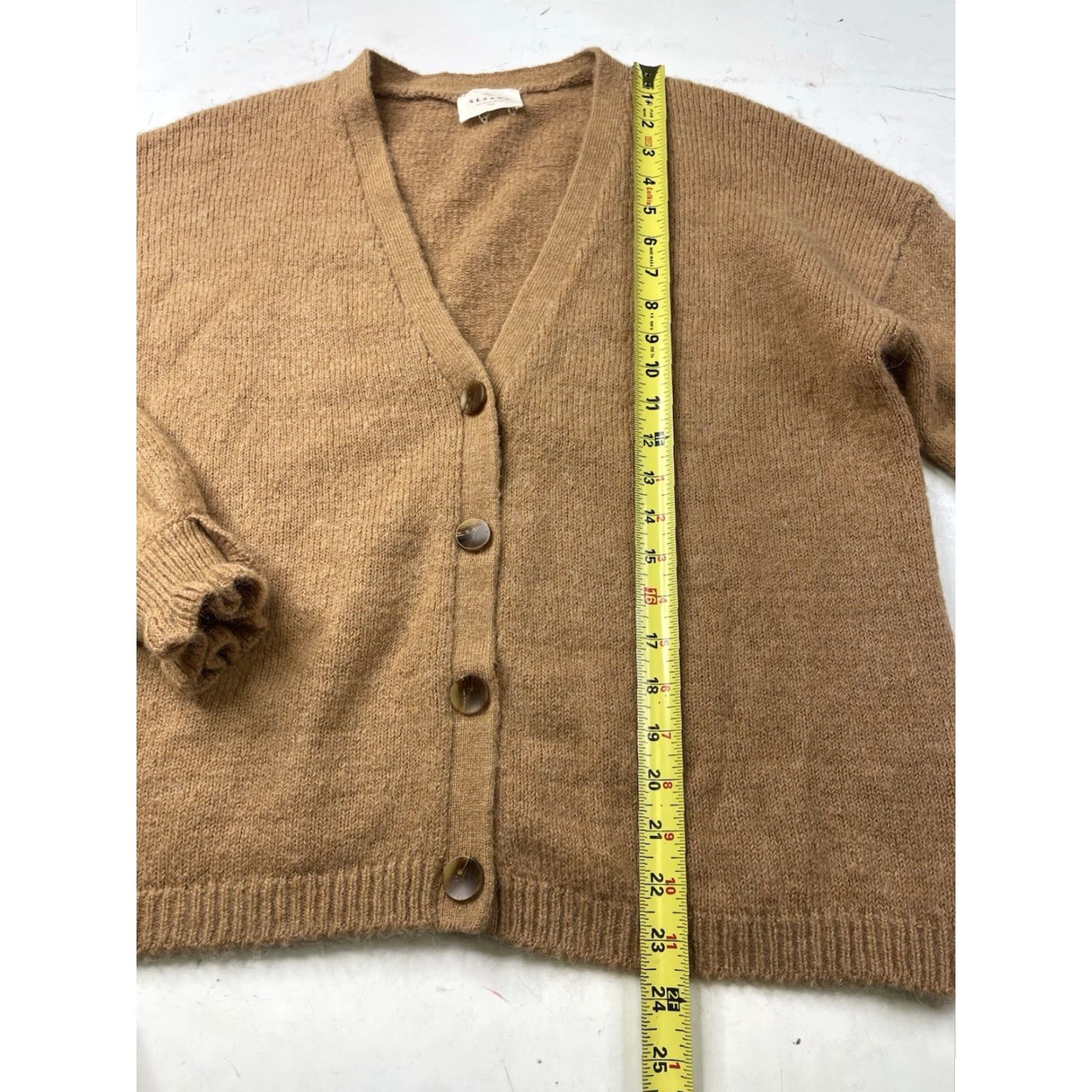 Vintage Sezane Cardigan Mia Sweater Mohair Wool Stretch Knit V-Neck Women’s M Brown Knit Cardigan Sweater Women Size M / US 6-8 / IT 42-44 - 6 Thumbnail