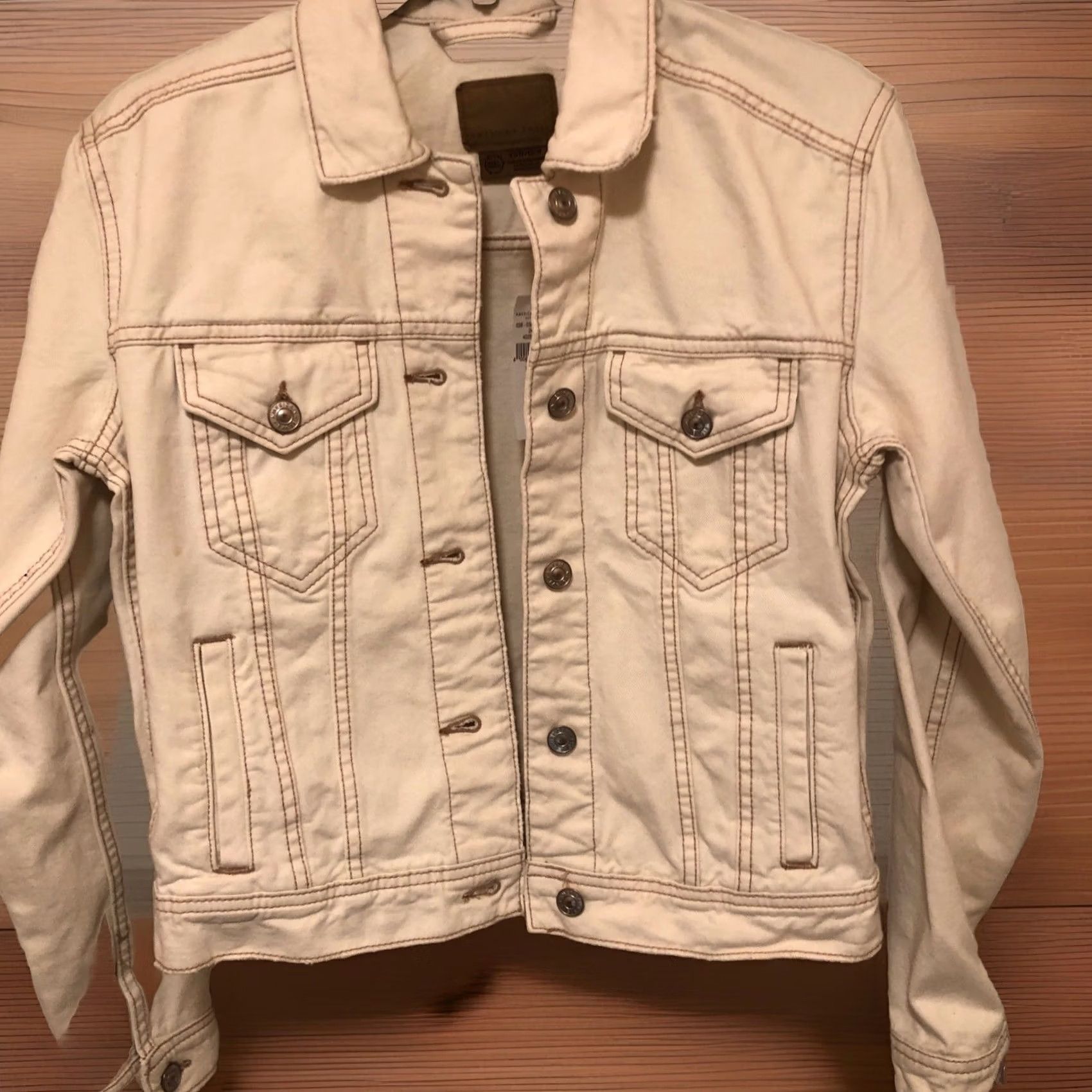 American Eagle Outfitters VINTAGE? No — American Eagle Outfitters Boyfriend Denim Jean Jacket XS Cream Women Jacket Size 26" / US 2 / IT 38 - 4 Thumbnail