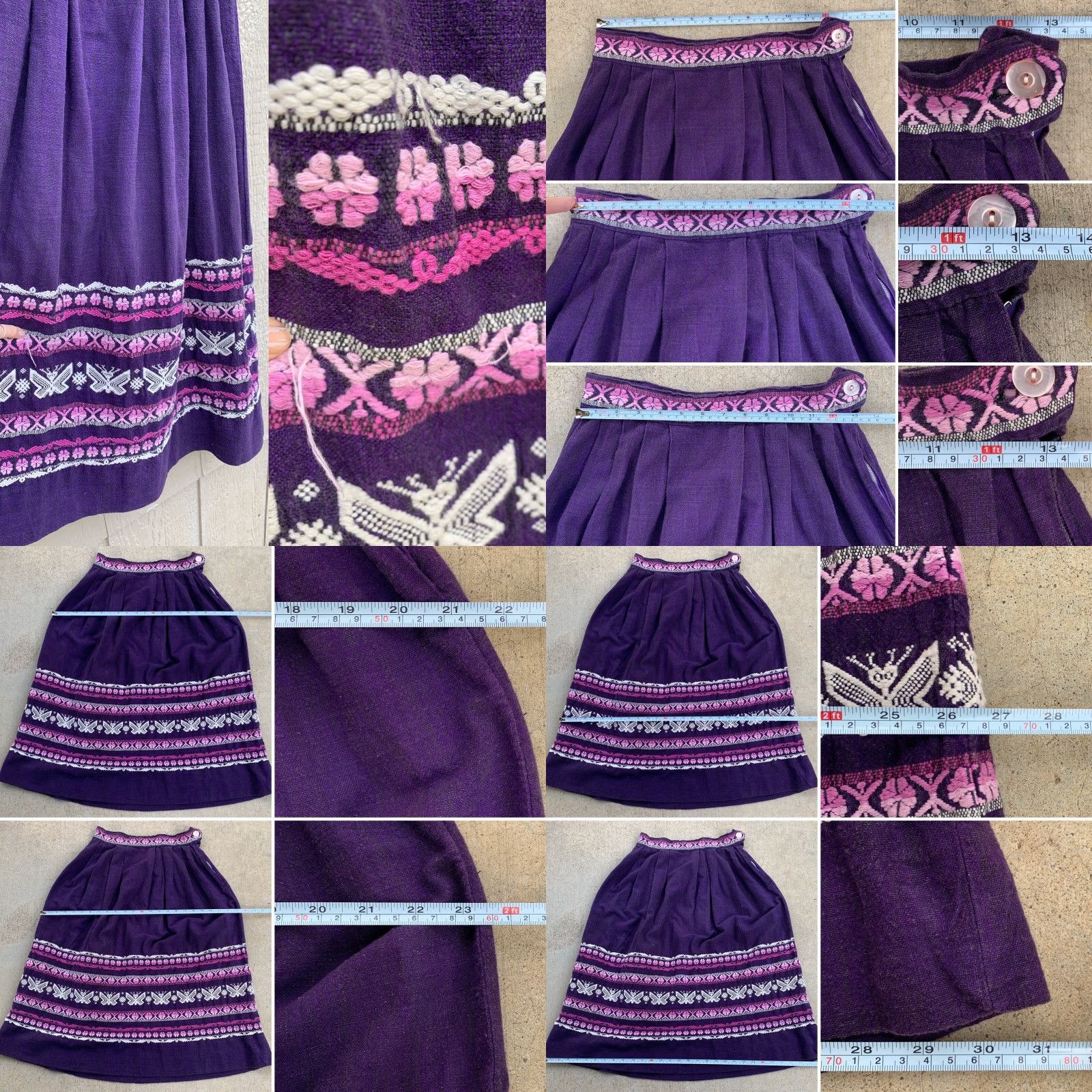 Vintage VINTAGE Embroidered Skirt Handwoven Cotton MAYATEX Fabrics Made In Guatemala 26" Waist Purple Size 26" / US 2 / IT 38 - 8 Thumbnail