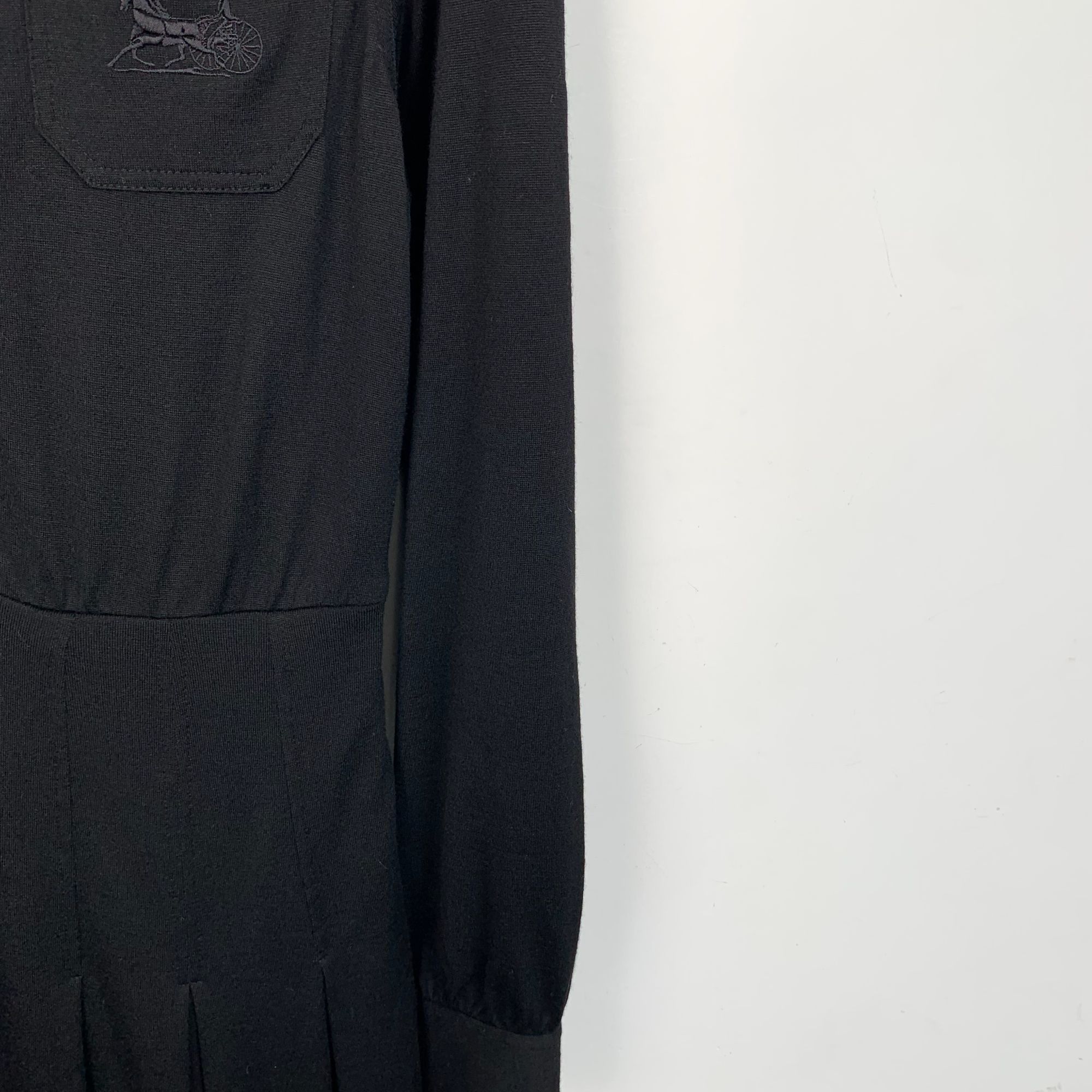 Celine Celine Paris Black Long Sleeve Pleated Midi Dress With Gold Size M / US 6-8 / IT 42-44 - 4 Thumbnail