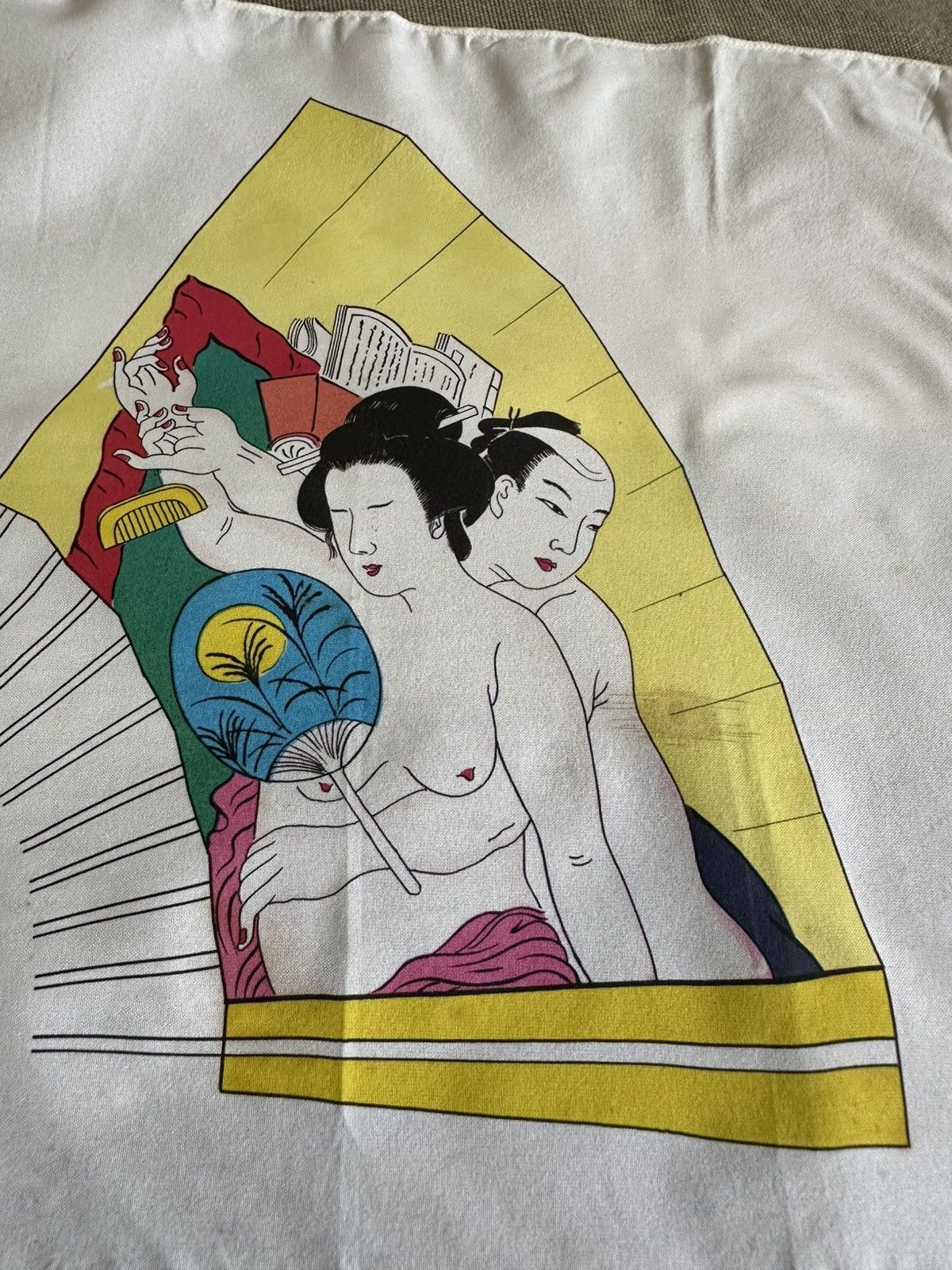 Vintage Vintage Japanese Art Naked Geisha Handkerchief Size ONE SIZE - 1 Thumbnail