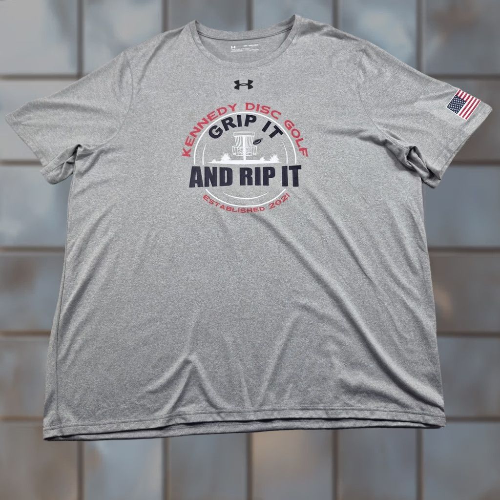 Under Armour Under Armour HeatGear Shirt Mens 2XL Gray Graphic Tee Disc Golf Flag Grip It And Rip It ESTABLISHED 2021 Sports Tee Shirt Mens 2XL Gray Size US XXL / EU 58 / 5 - 1 Thumbnail
