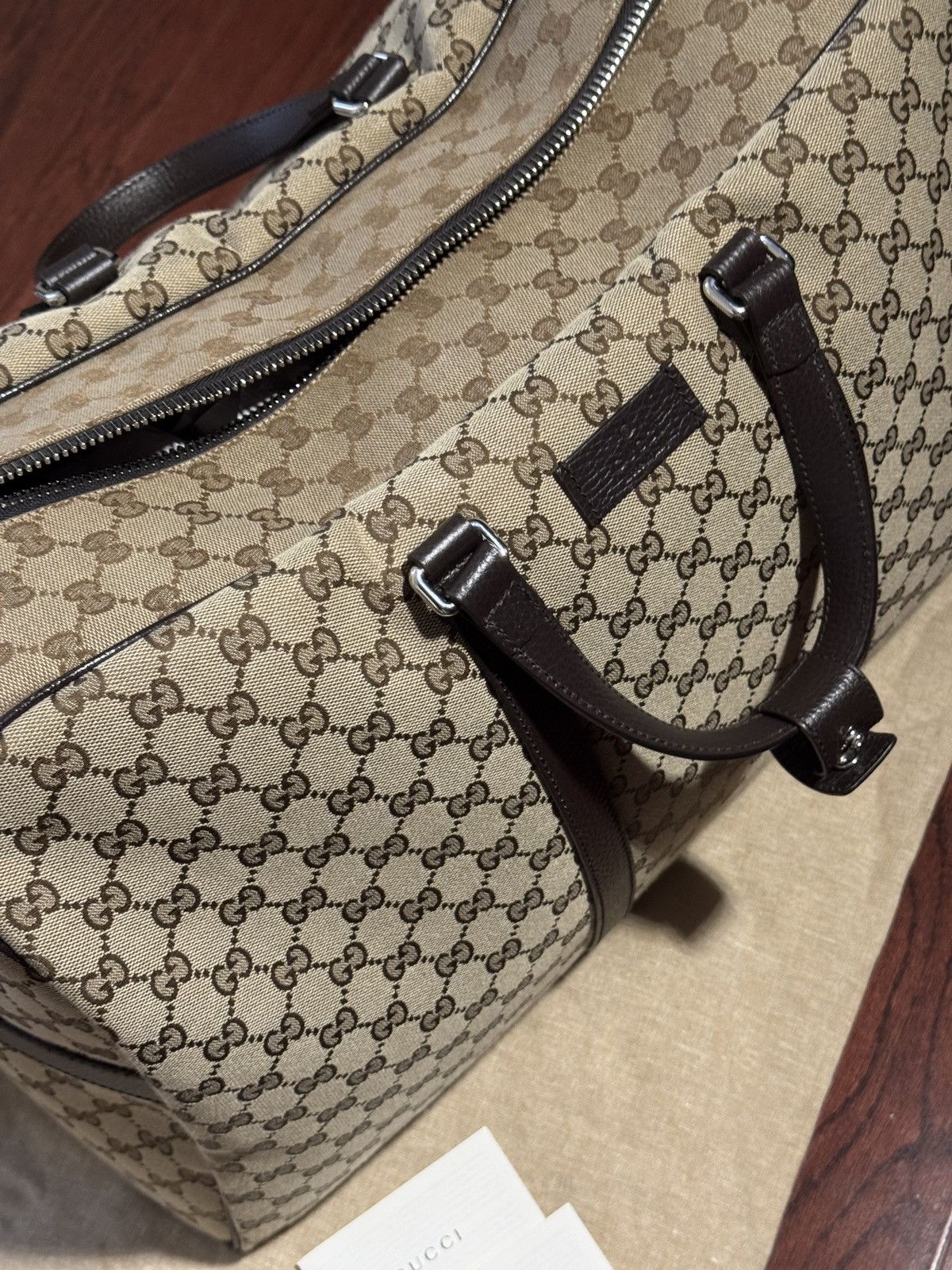 Gucci Gucci Boston GG Large Duffle Bag Beige Size ONE SIZE - 2 Thumbnail