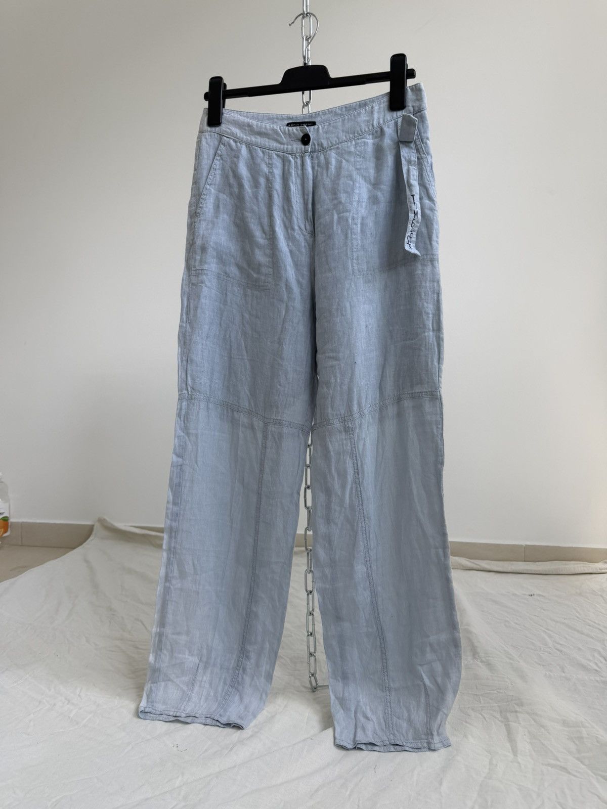 Sarah Pacini Sarah Pacini Womens Linen Strech Pants Trousers Side Zip Size 32" / US 10 / IT 46 - 4 Thumbnail