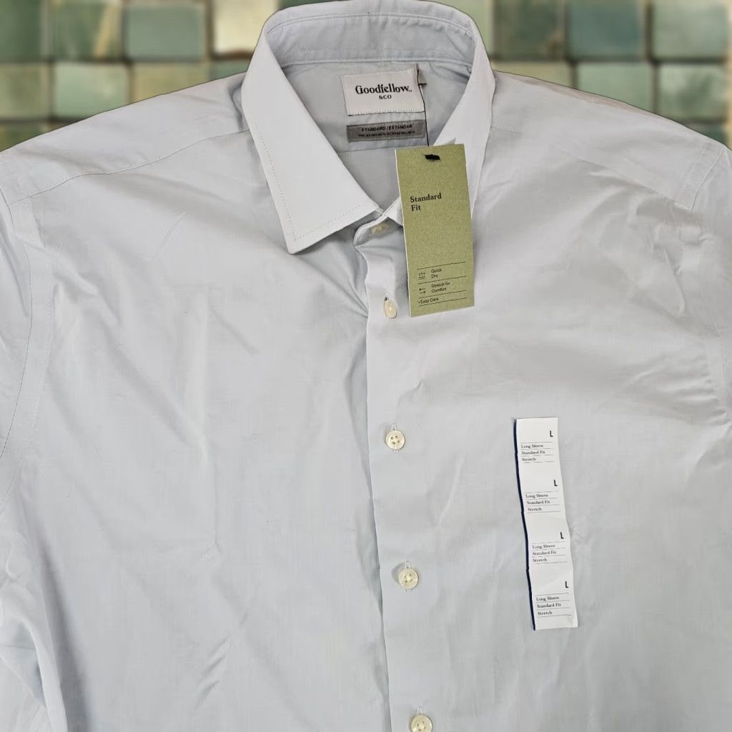 Vintage Goodfellow Shirt Mens Large Grey Stretch Cotton Blend Button Up Long Sleeve Size US L / EU 52-54 / 3 - 1 Thumbnail