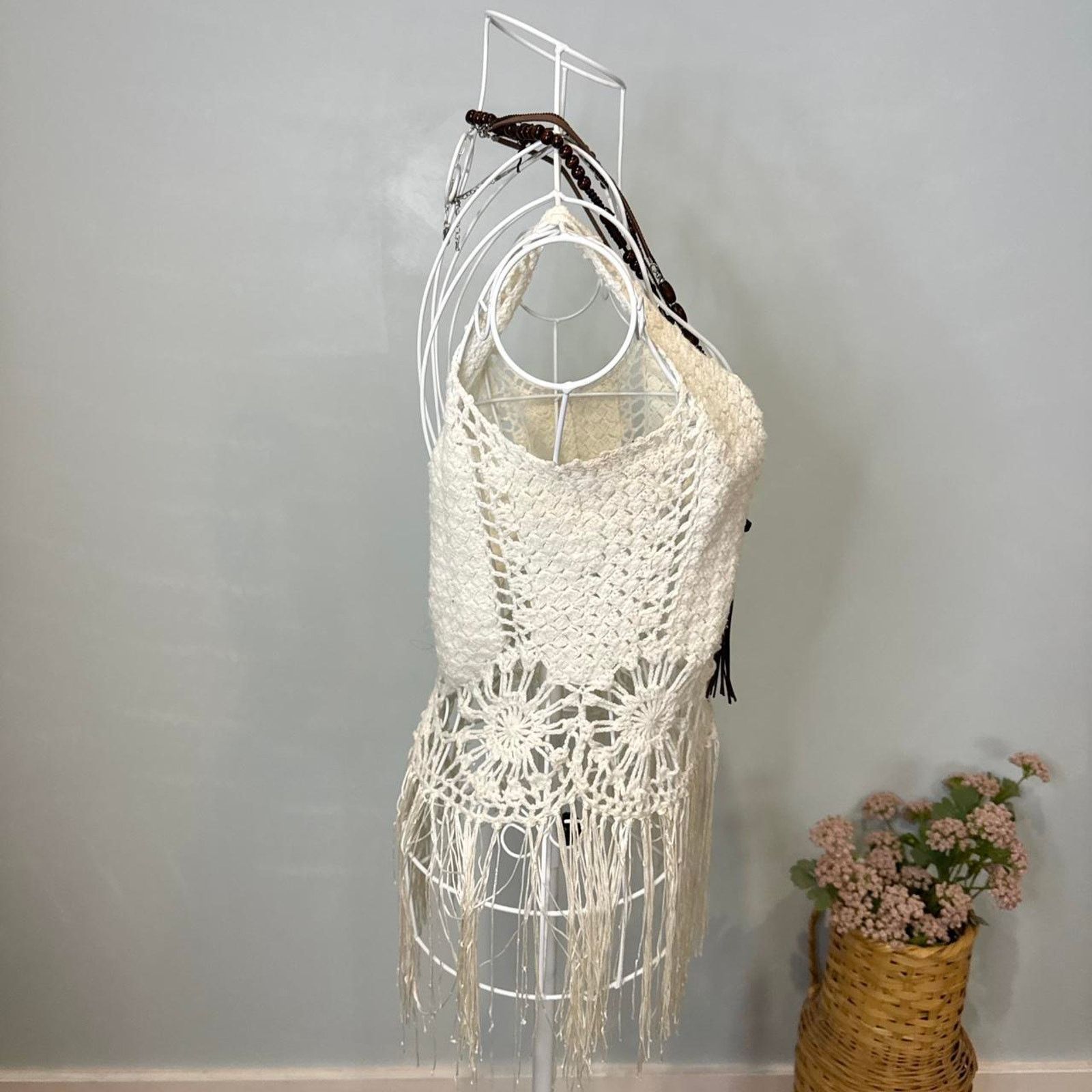 Other Cute white crochet fringe boho tank Size S / US 4 / IT 40 - 3 Thumbnail