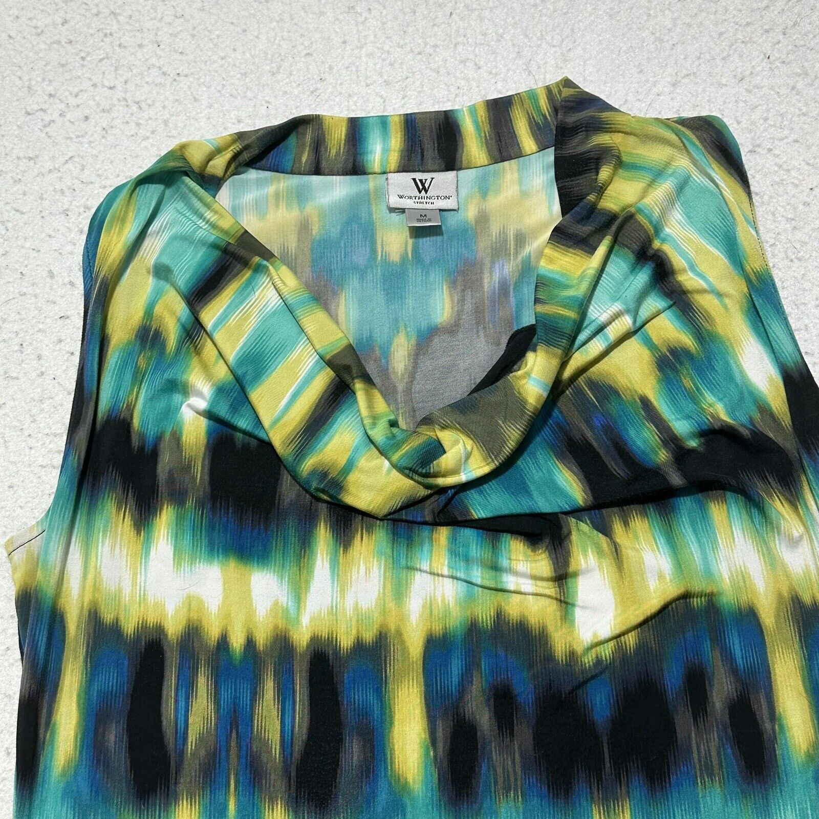 Worthington Worthington Medium Green Tie-Dye Pullover Tank Top Blouse Size M / US 6-8 / IT 42-44 - 4 Thumbnail
