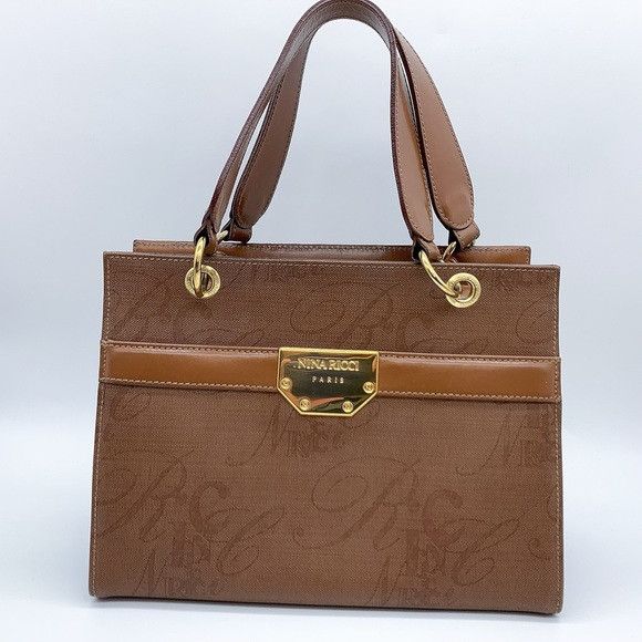 Nina Ricci PVC/Leather Mini Boston Handbag in Brown
