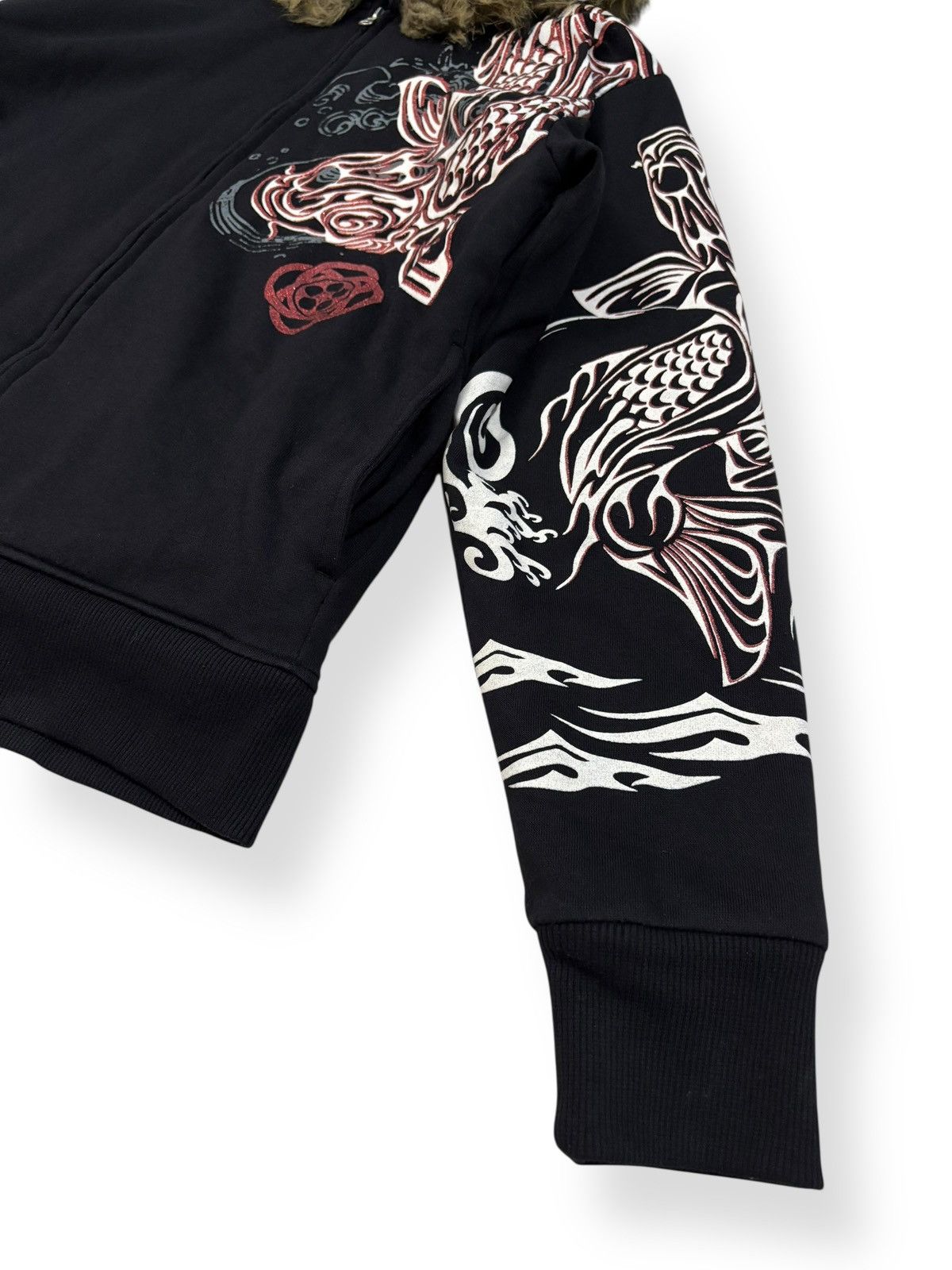If Six Was Nine Japanese Brand Sukajan Koi Fish Printed Faux Fur Hoodie Size US M / EU 48-50 / 2 - 11 Thumbnail