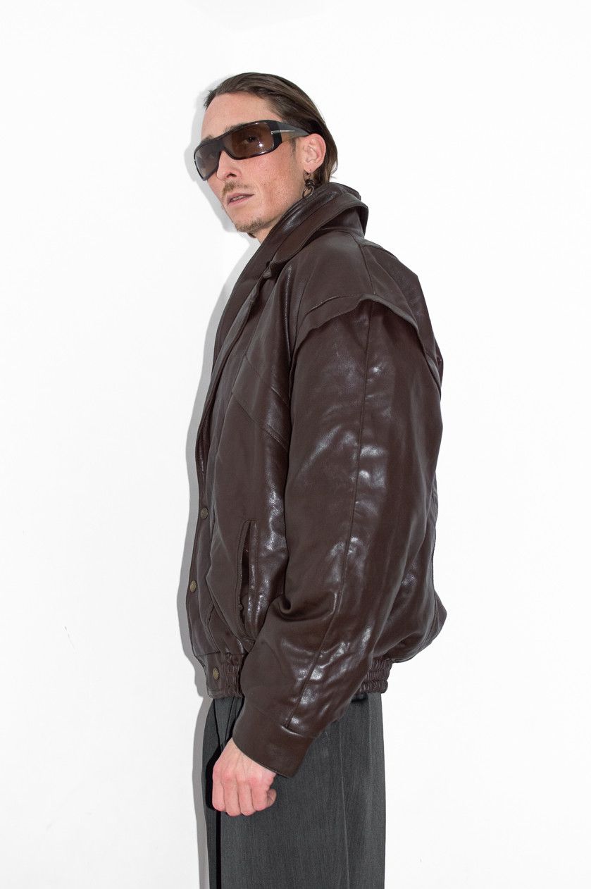 Designer × Vintage Vintage Brown Oversize Aviator Leather Jacket Size US XL / EU 56 / 4 - 3 Thumbnail
