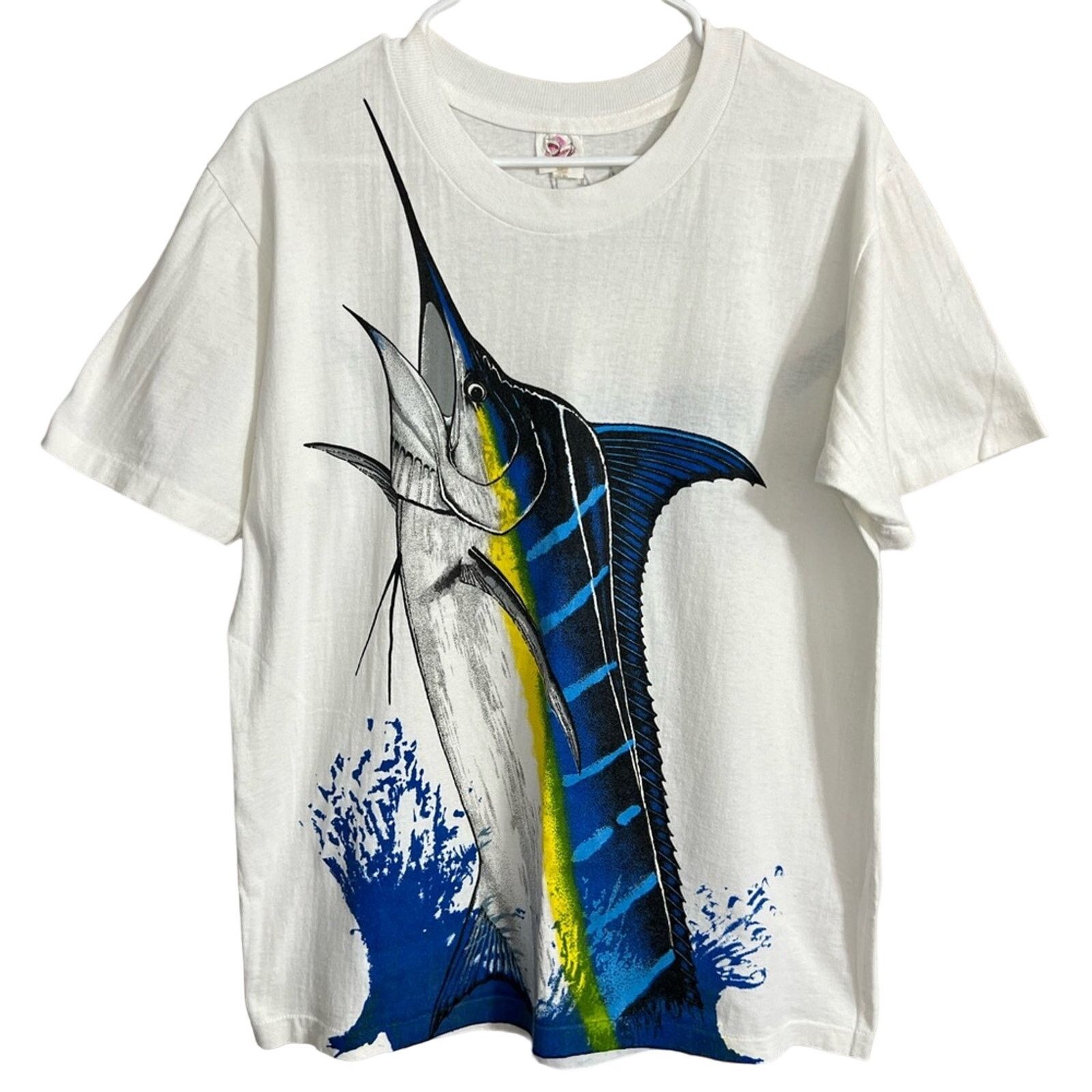 Vintage Vtg 90s COSTA RICA AOP Single Stitch MARLIN FISHING TEE RARE Size US M / EU 48-50 / 2 - 1 Thumbnail