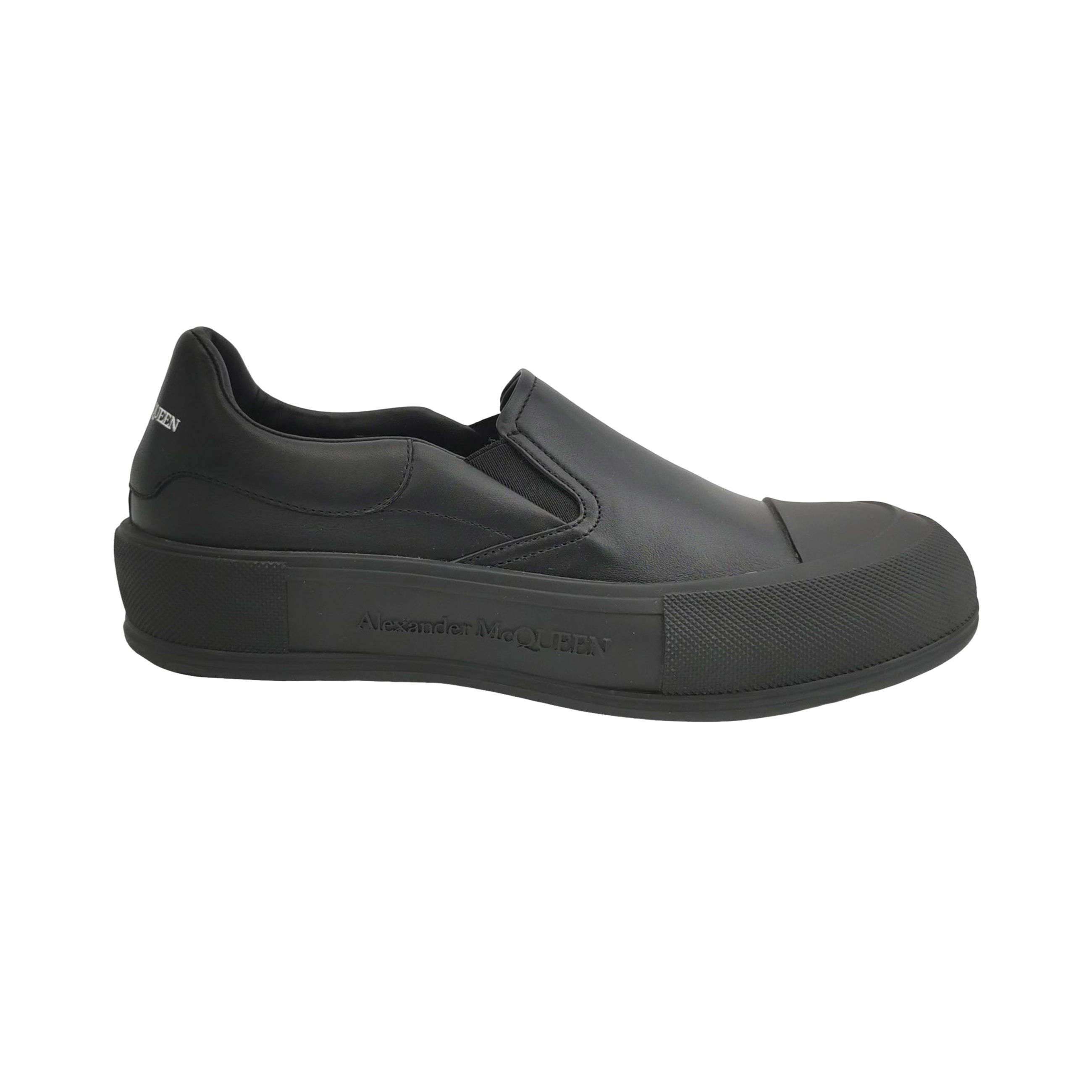 Alexander McQueen Alexander McQueen Black Leather Slip-On Sneakers 42 Size US 9 / EU 42 - 1 Thumbnail