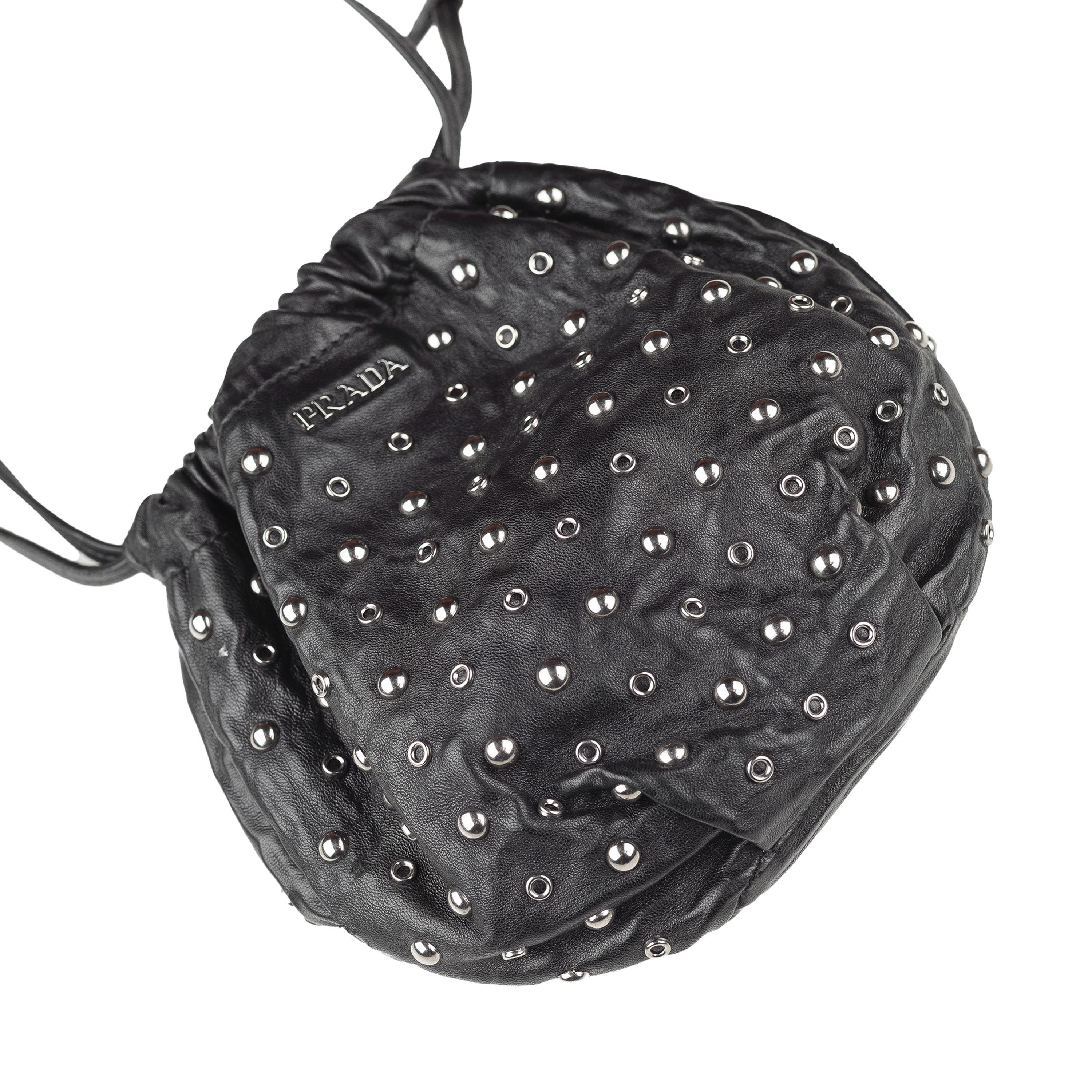Prada Prada Black Studded Drawstring Pochette Vintage Bag Size ONE SIZE - 2 Thumbnail