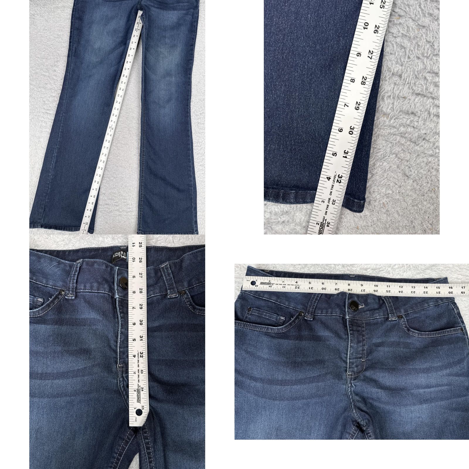 Lee Riders by Lee Bootcut Jeans Womens 12L Blue Dark Wash Mid Rise Stretch 32x34 Denim Jeans Bootscut Women 90s Theme Size 34" / US 12 / IT 48 - 8 Thumbnail
