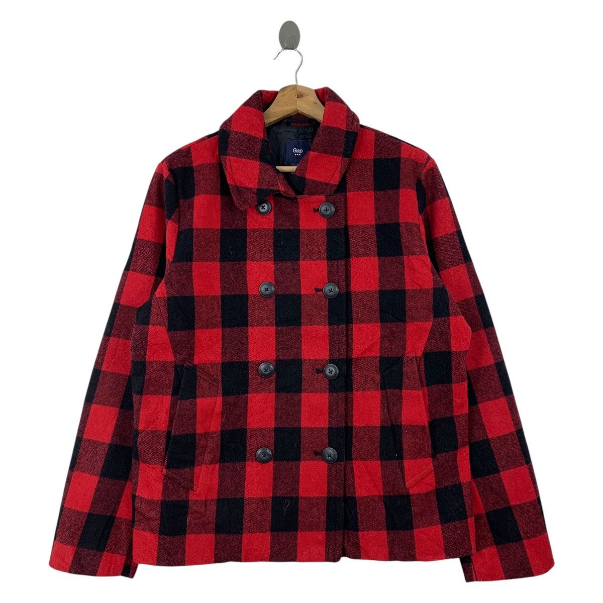 Gap GAP Casualwear Checkered Tartan Design Wool Peacoat Jacket Size L / US 10 / IT 46 - 1 Thumbnail