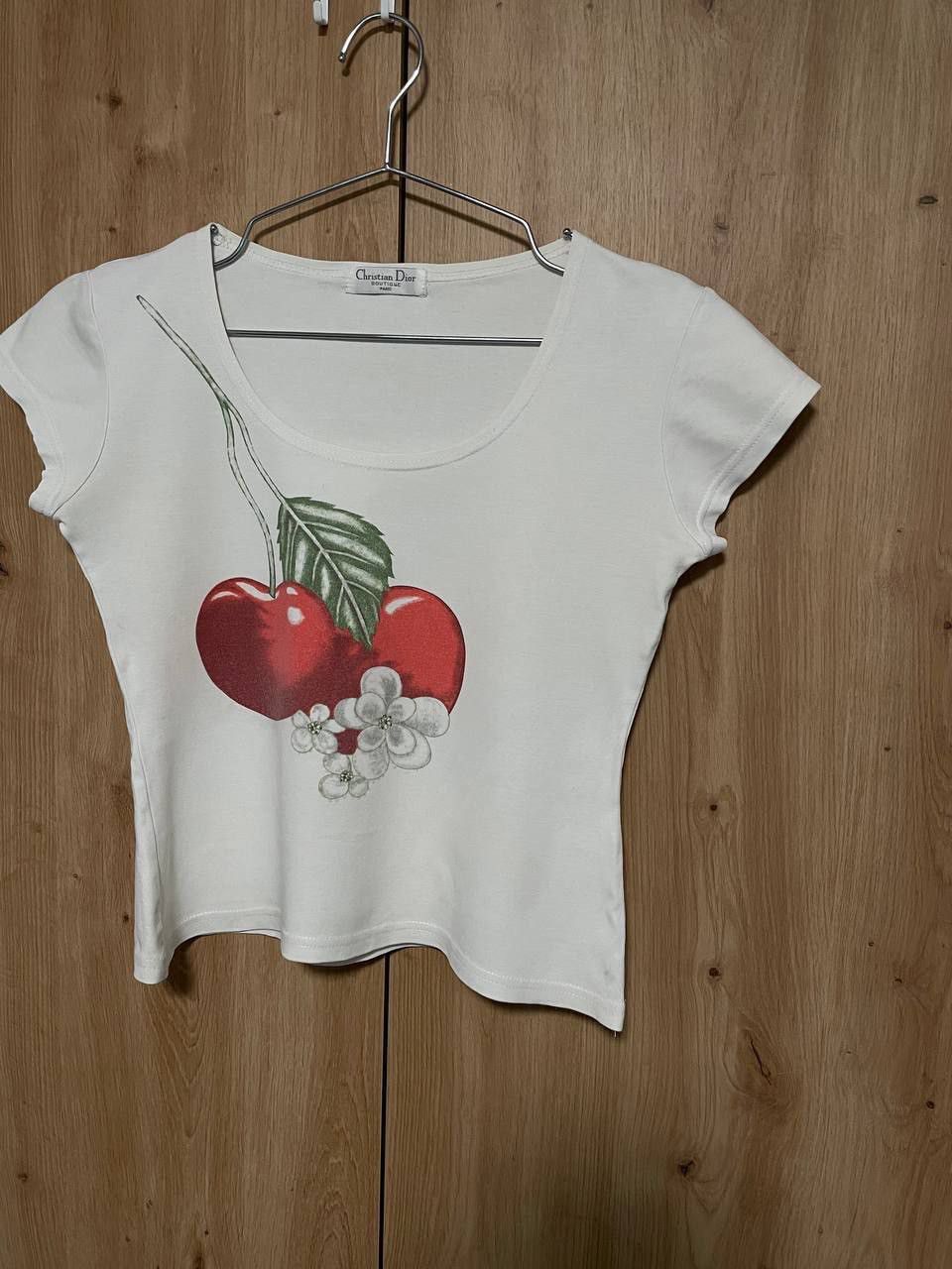 Dior 🍒 VINTAGE CHRISTIAN DIOR BOUTIQUE PARIS CHERRY TEE SHIRT Size L / US 10 / IT 46 - 1 Thumbnail