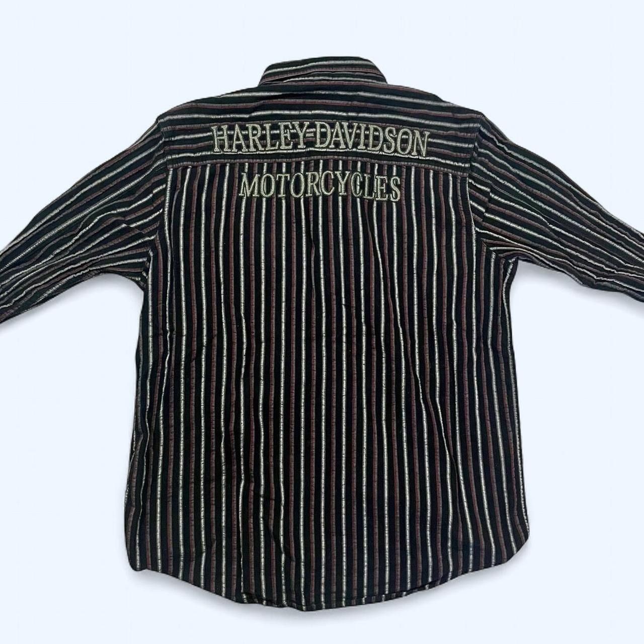 Harley Davidson × Vintage Vintage Y2K Harley Davidson Striped Button Shirt Size US L / EU 52-54 / 3 - 2 Thumbnail