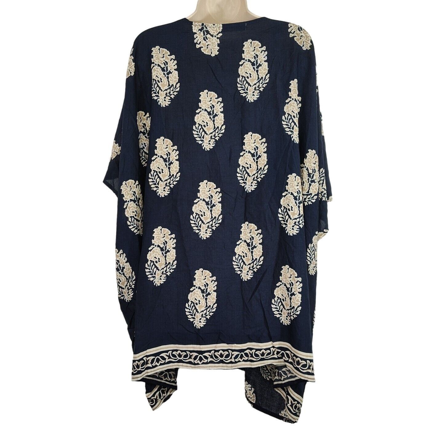 Other Hipster Row Blue Open Front Jacket Kimono Cover Up Size XL Size XL / US 12-14 / IT 48-50 - 4 Thumbnail